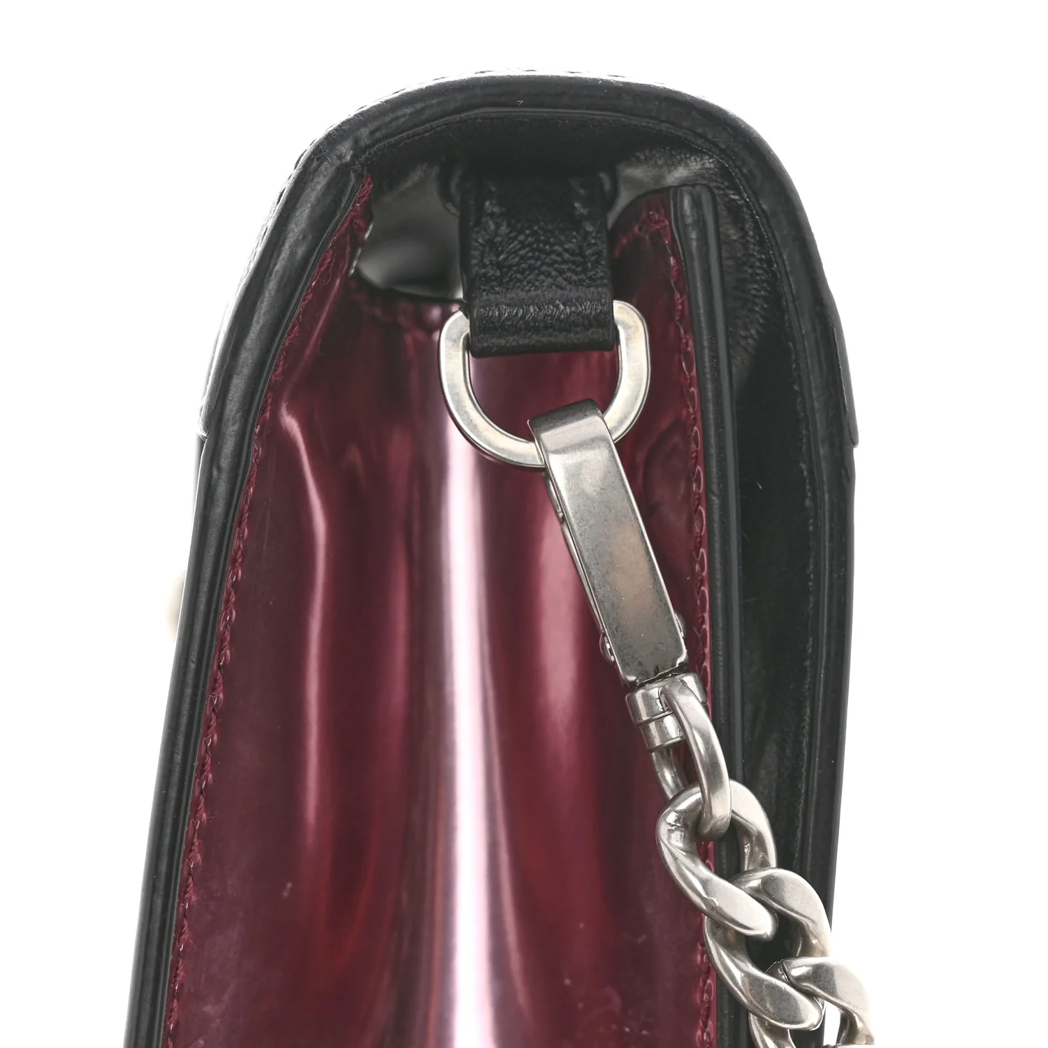 Metallic Vitello Saffiano Cahier Bag Ibisco Black - Image 11