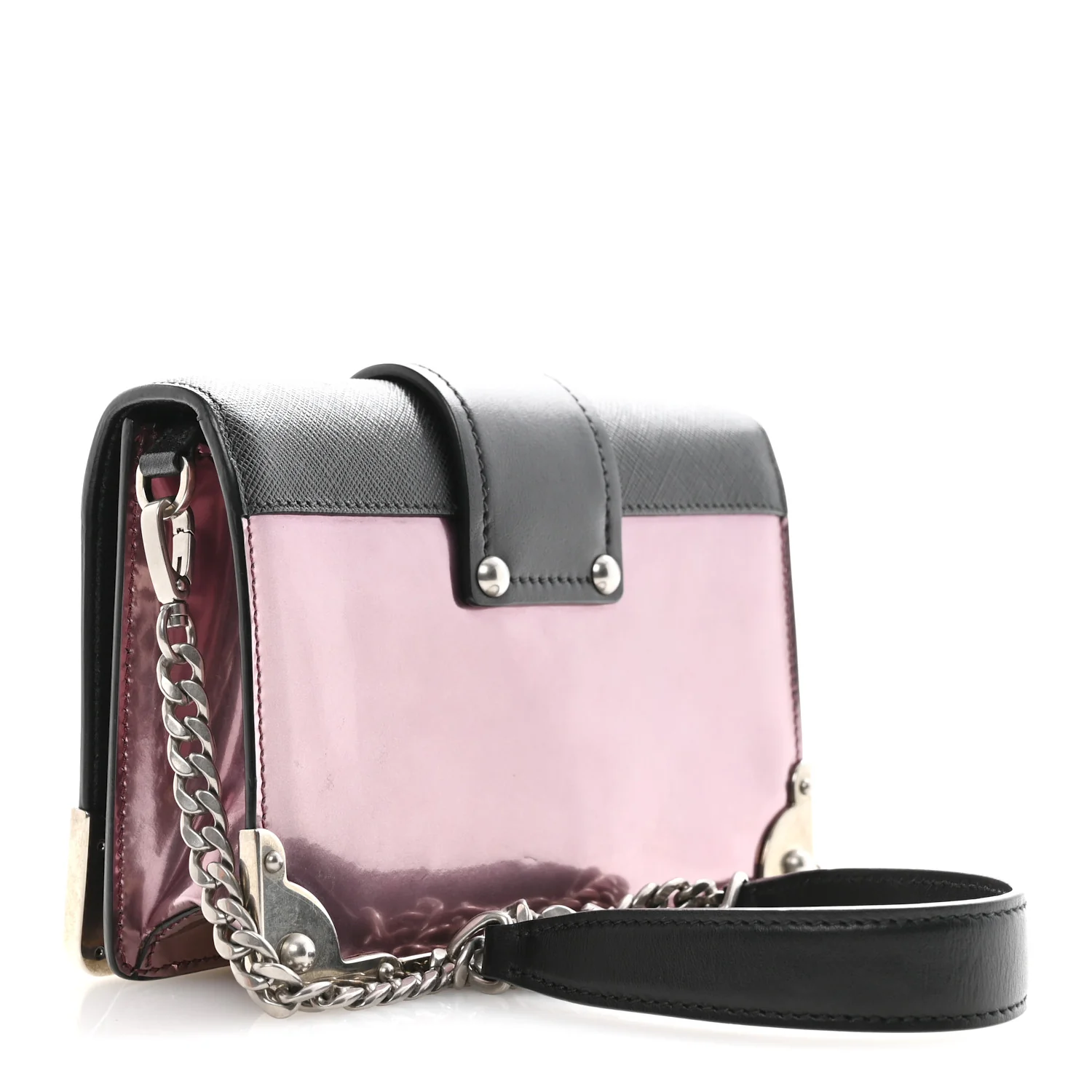 Metallic Vitello Saffiano Cahier Bag Ibisco Black - Image 3
