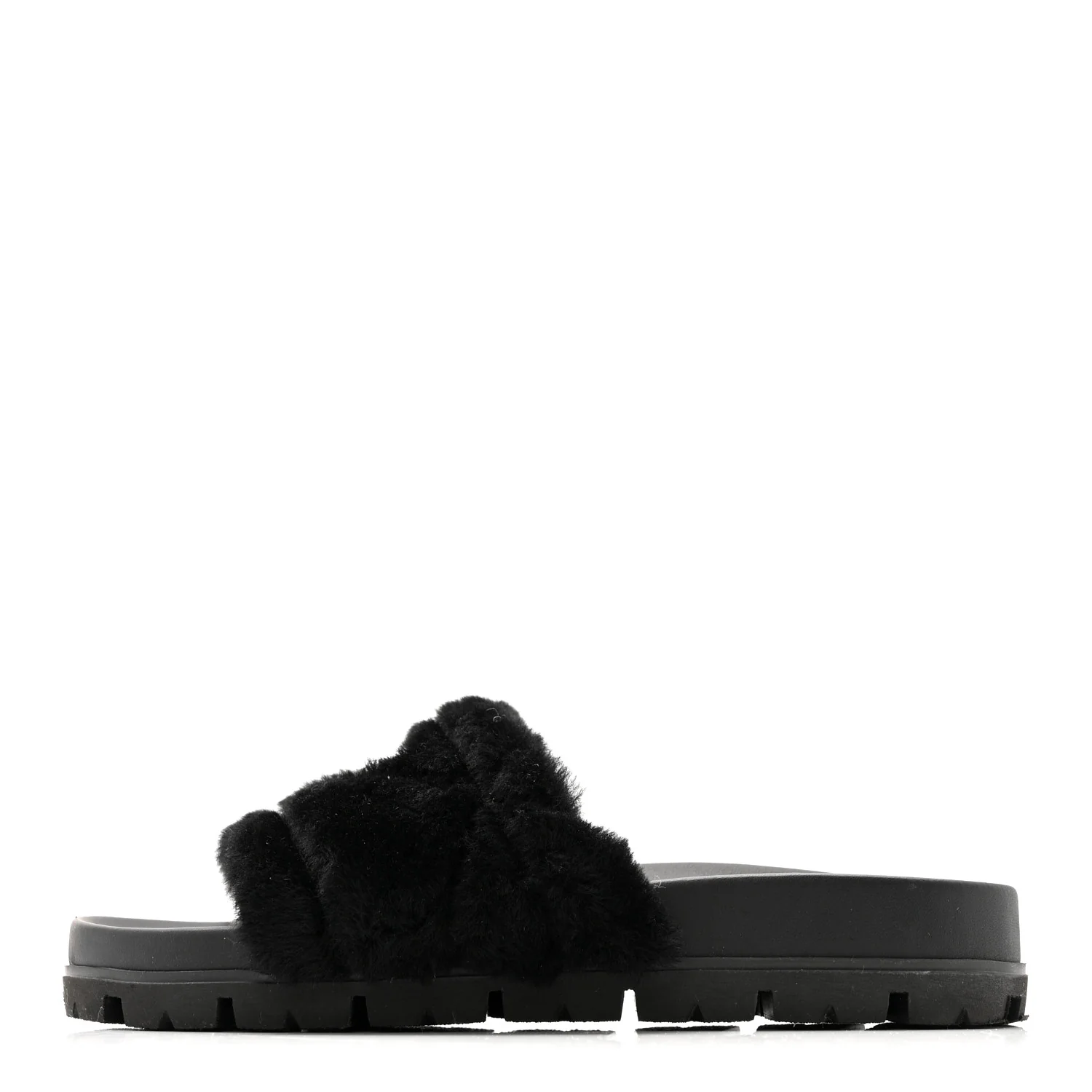 Montone Metal Triangle Logo Lug Sole 20mm Slide Sandals 35 Black