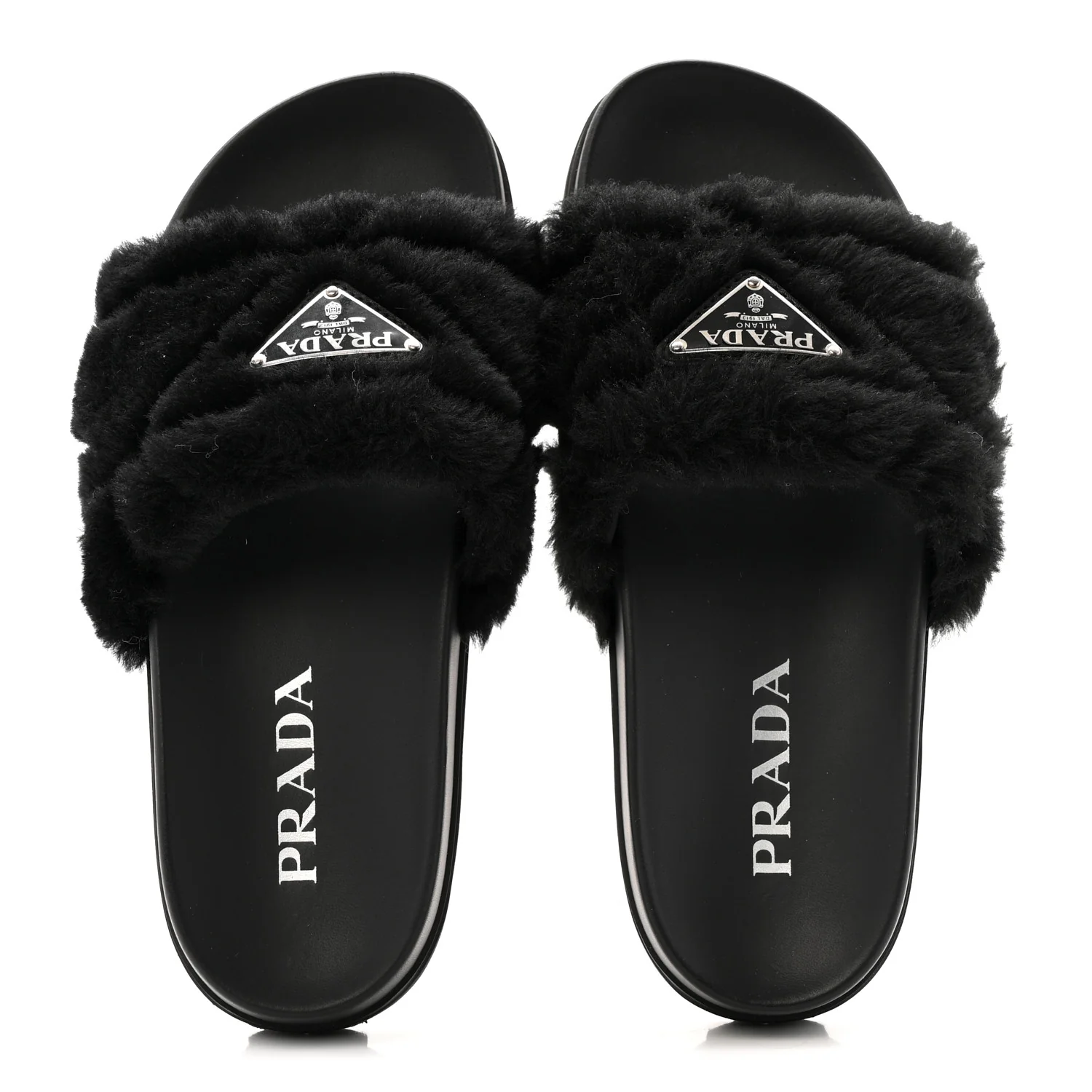 Montone Metal Triangle Logo Lug Sole 20mm Slide Sandals 35 Black - Image 2