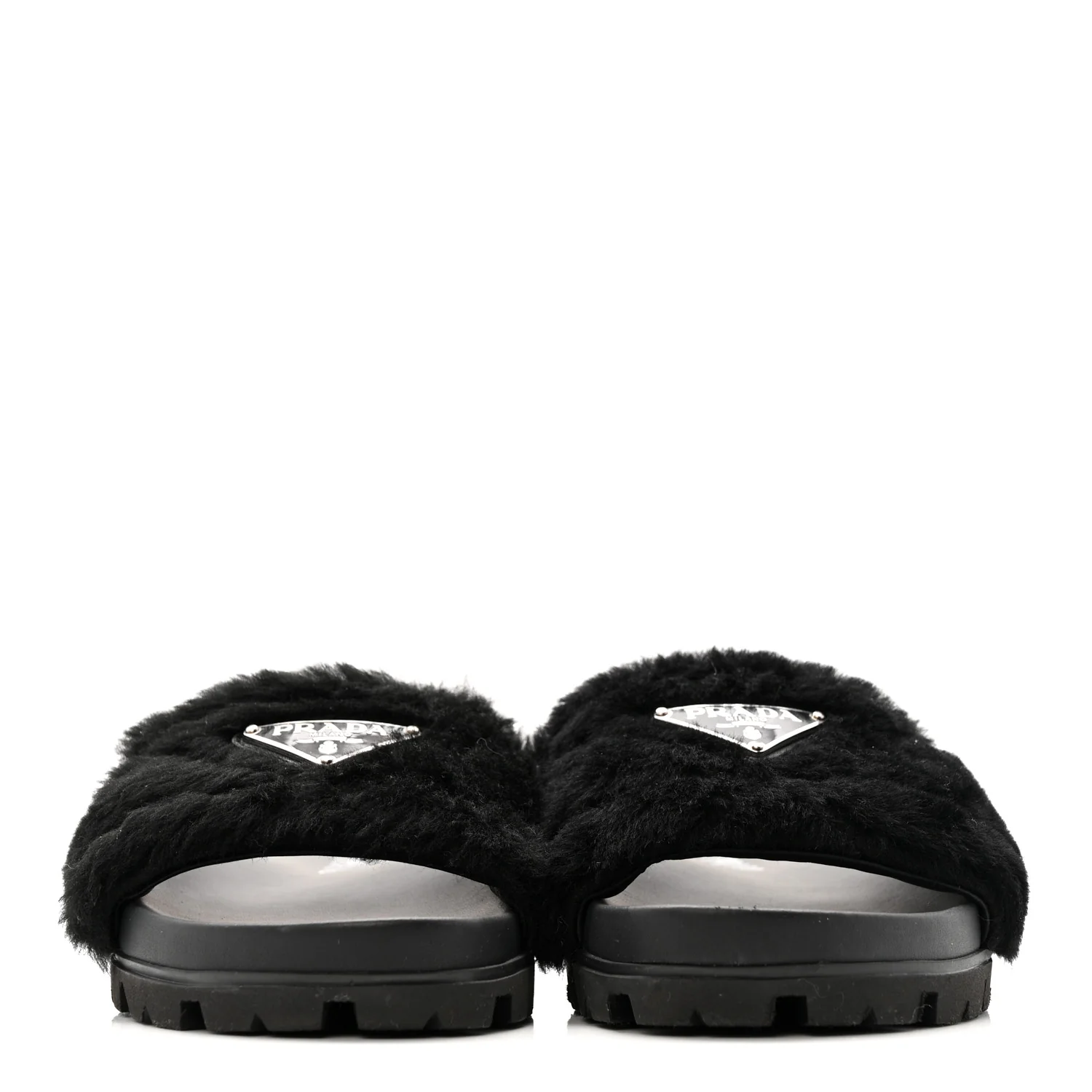 Montone Metal Triangle Logo Lug Sole 20mm Slide Sandals 35 Black - Image 3