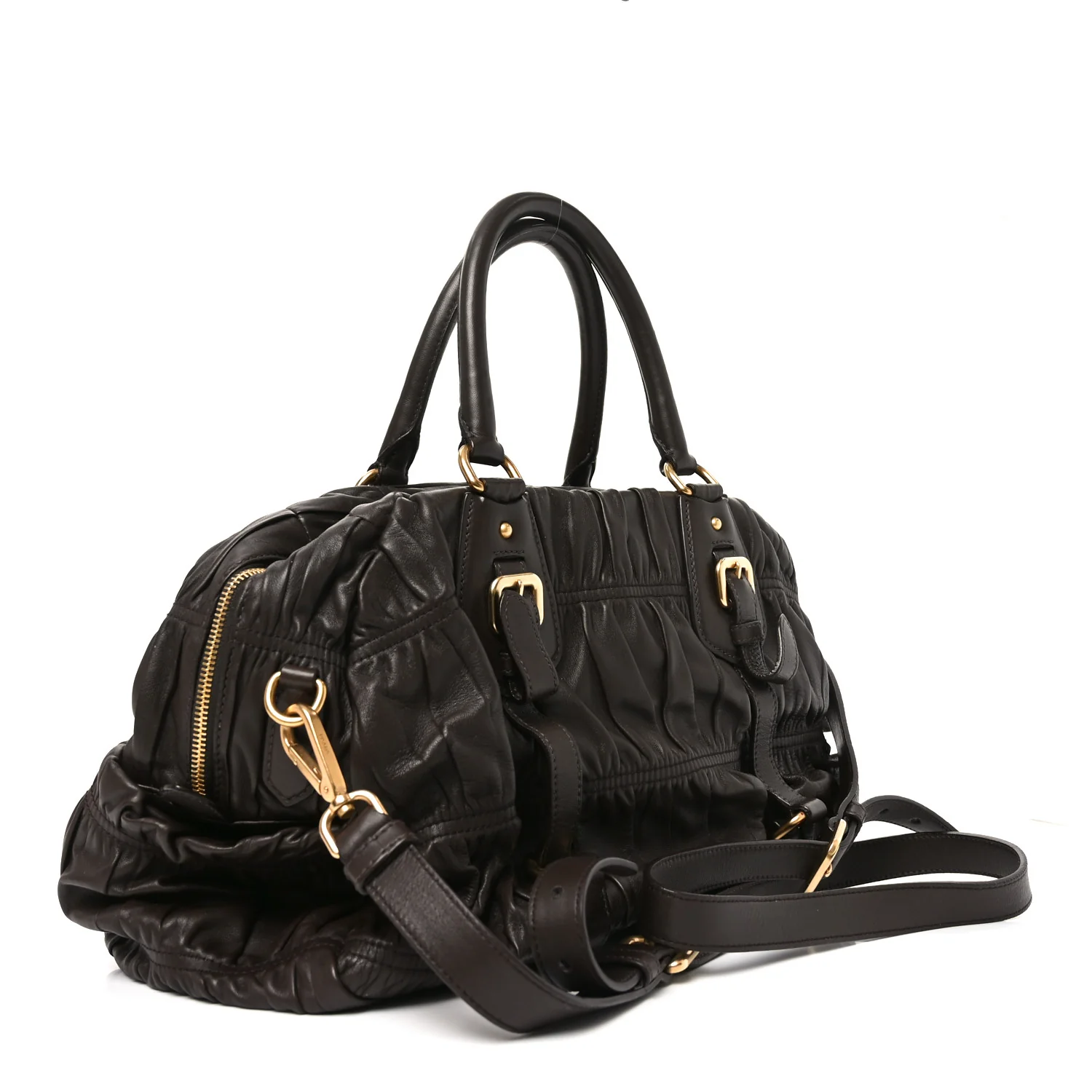 Nappa Gaufre Dome Satchel Caffe - Image 3