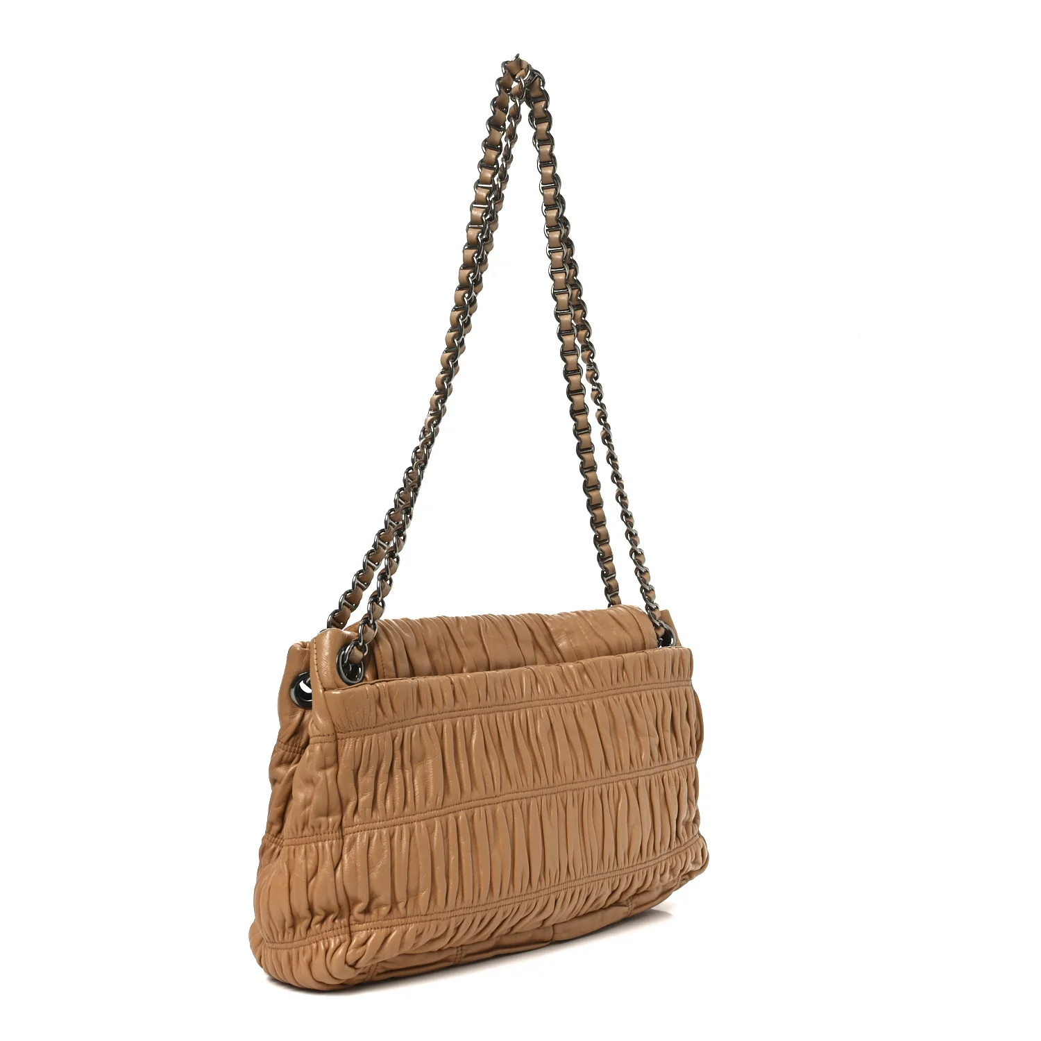Nappa Gaufre Flap Chain Shoulder Bag Beige - Image 3