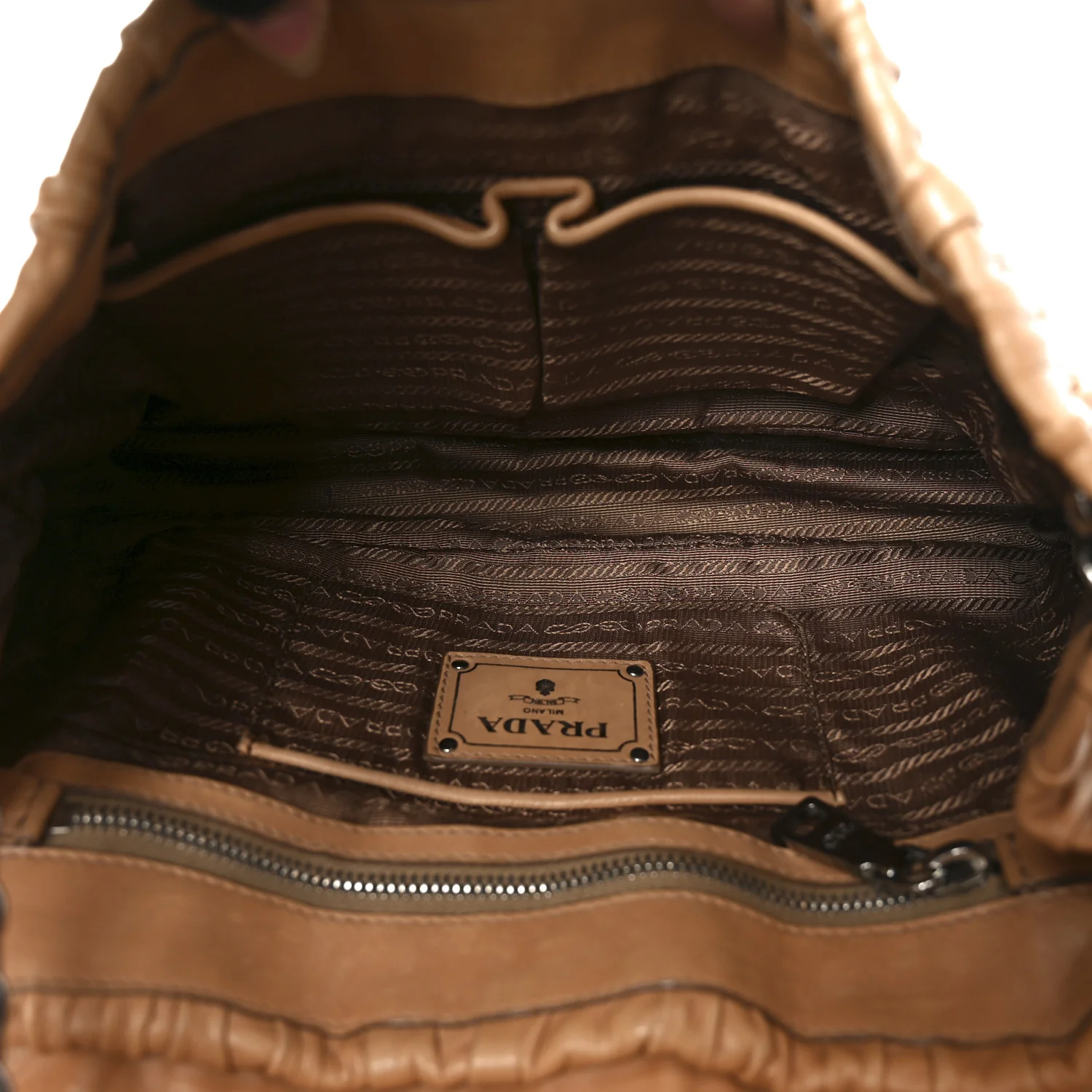 Nappa Gaufre Flap Chain Shoulder Bag Beige - Image 5