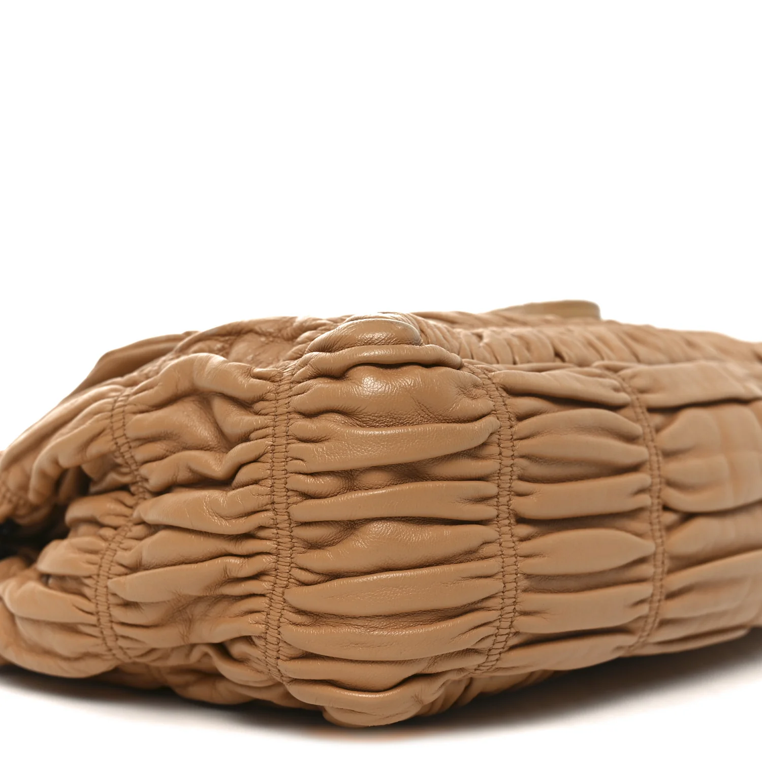 Nappa Gaufre Flap Chain Shoulder Bag Beige - Image 8