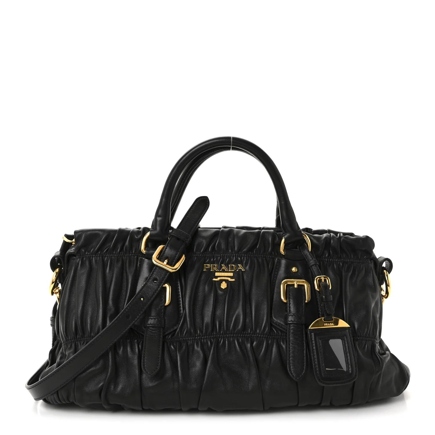 Nappa Gaufre Shopping Satchel Black