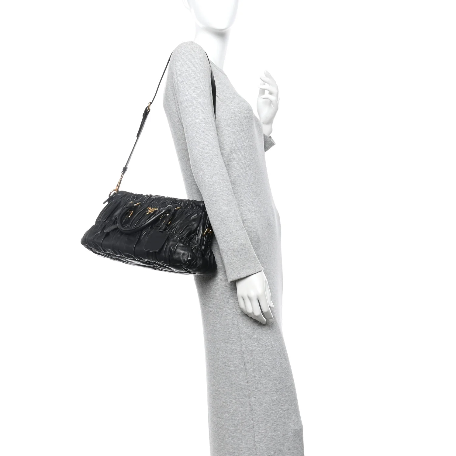 Nappa Gaufre Shopping Satchel Black - Image 2