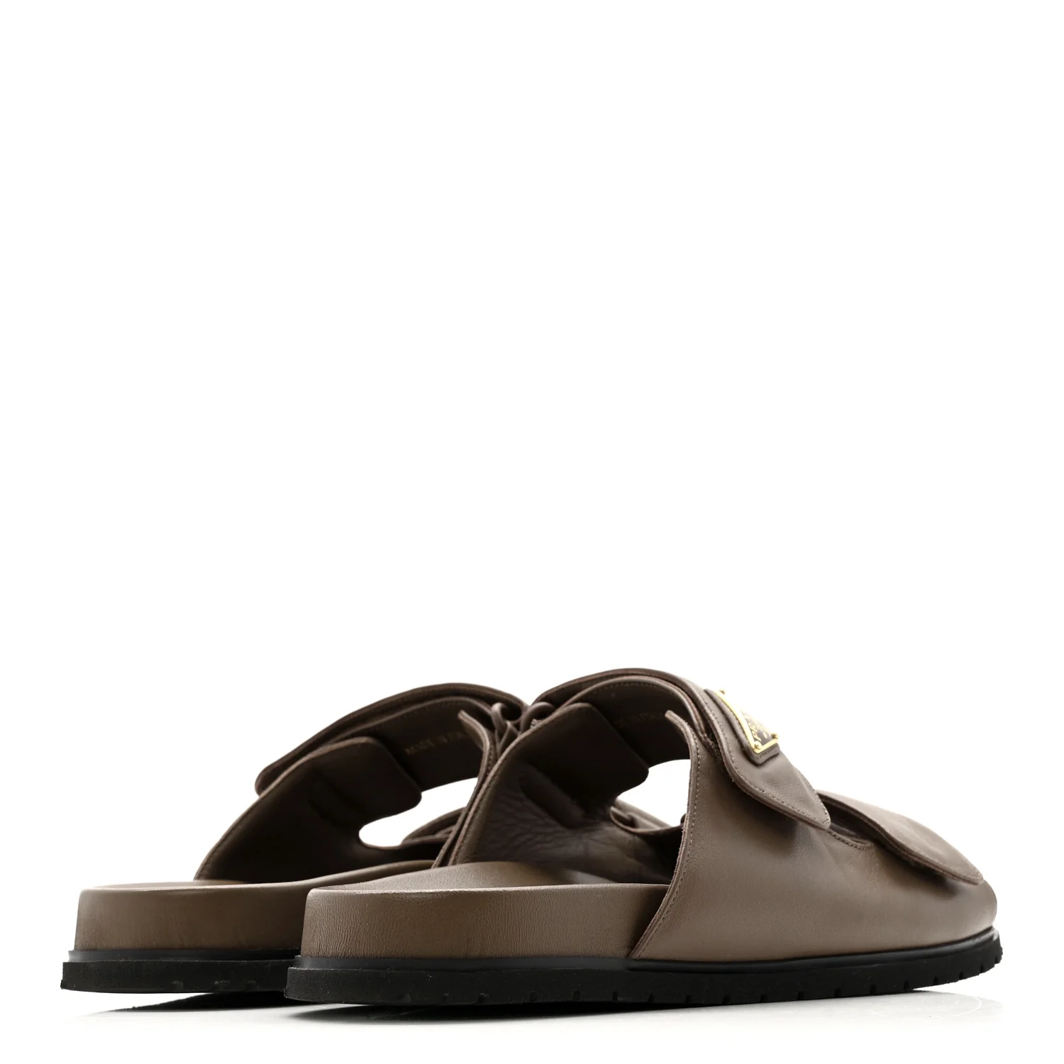 Nappa Logo Velcro Strap Slide Sandals 38.5 Cacao - Image 5