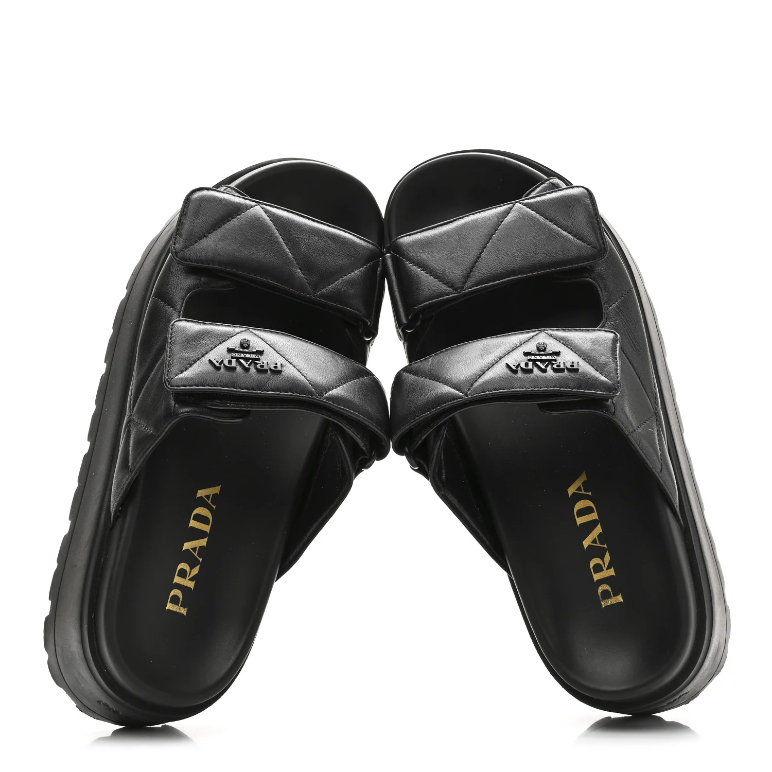 Nappa Quilted Padded Logo Platform Slide Sandals 38 Black - Image 2
