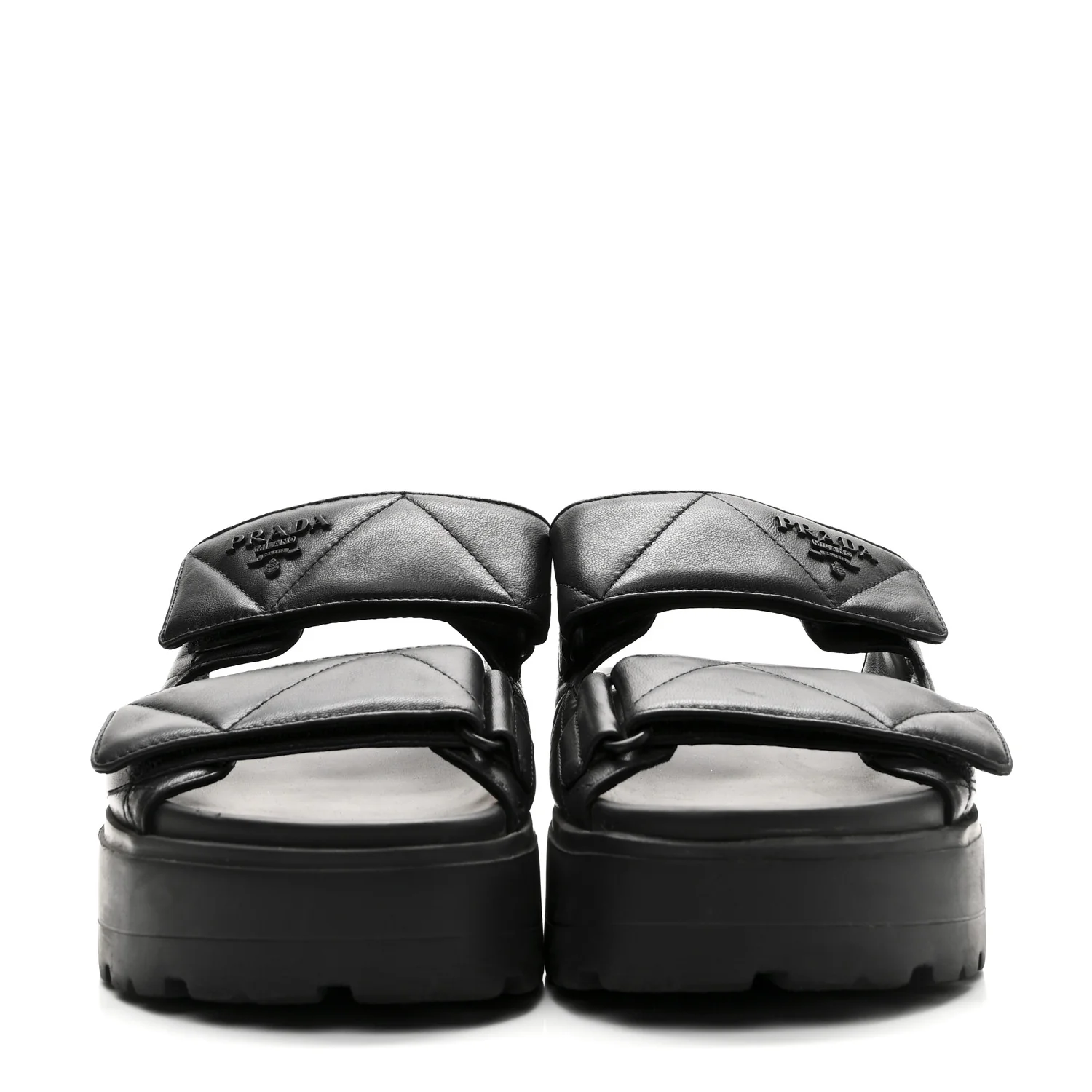 Nappa Quilted Padded Logo Platform Slide Sandals 38 Black - Image 4