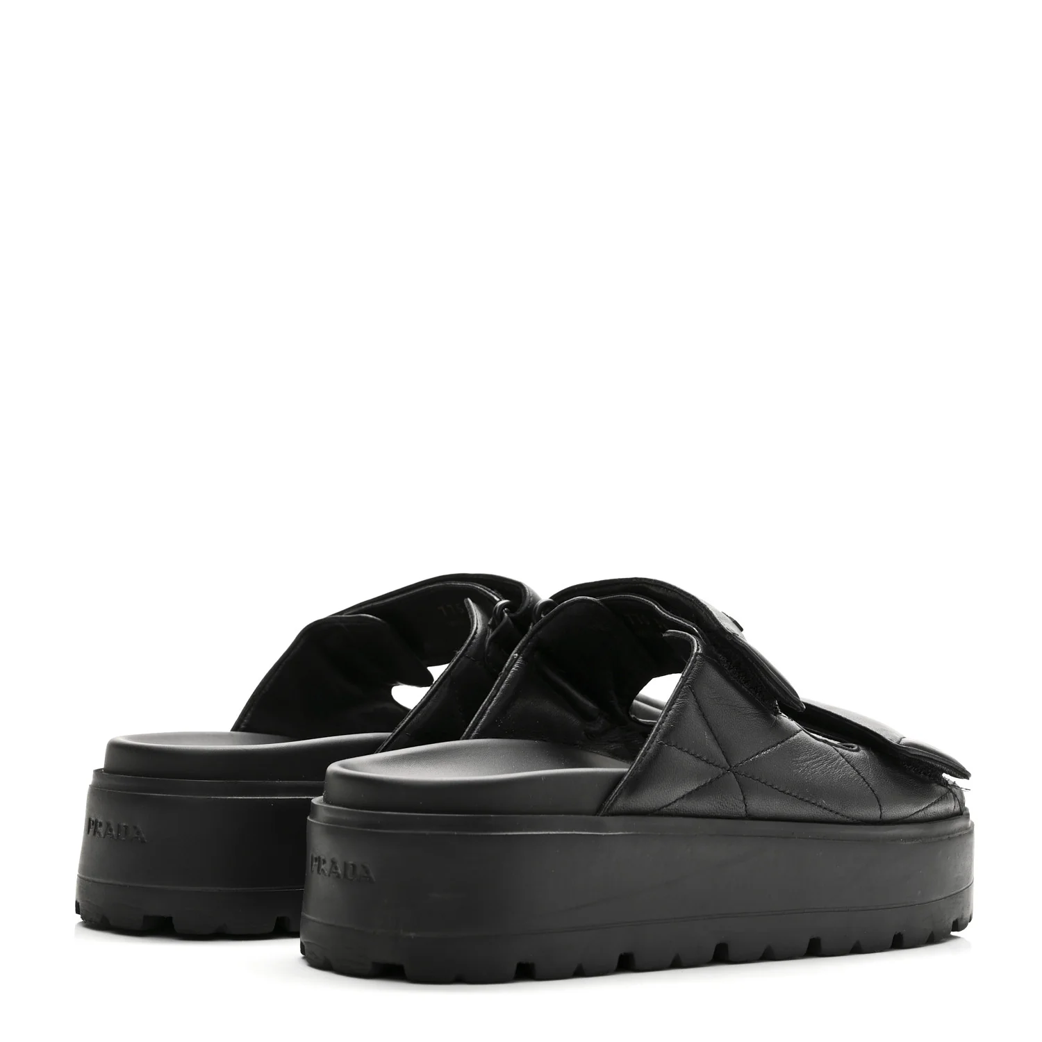 Nappa Quilted Padded Logo Platform Slide Sandals 38 Black - Image 5