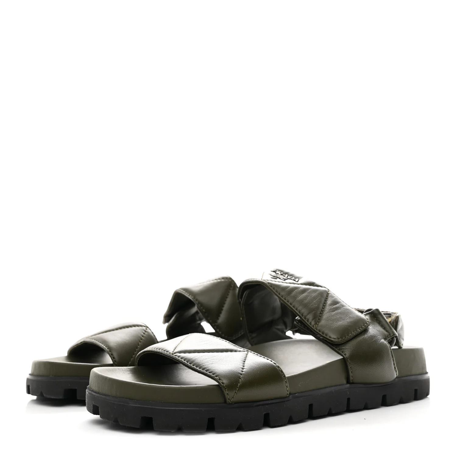 Nappa Quilted Padded Slingback Sandals 40 Militare - Image 4