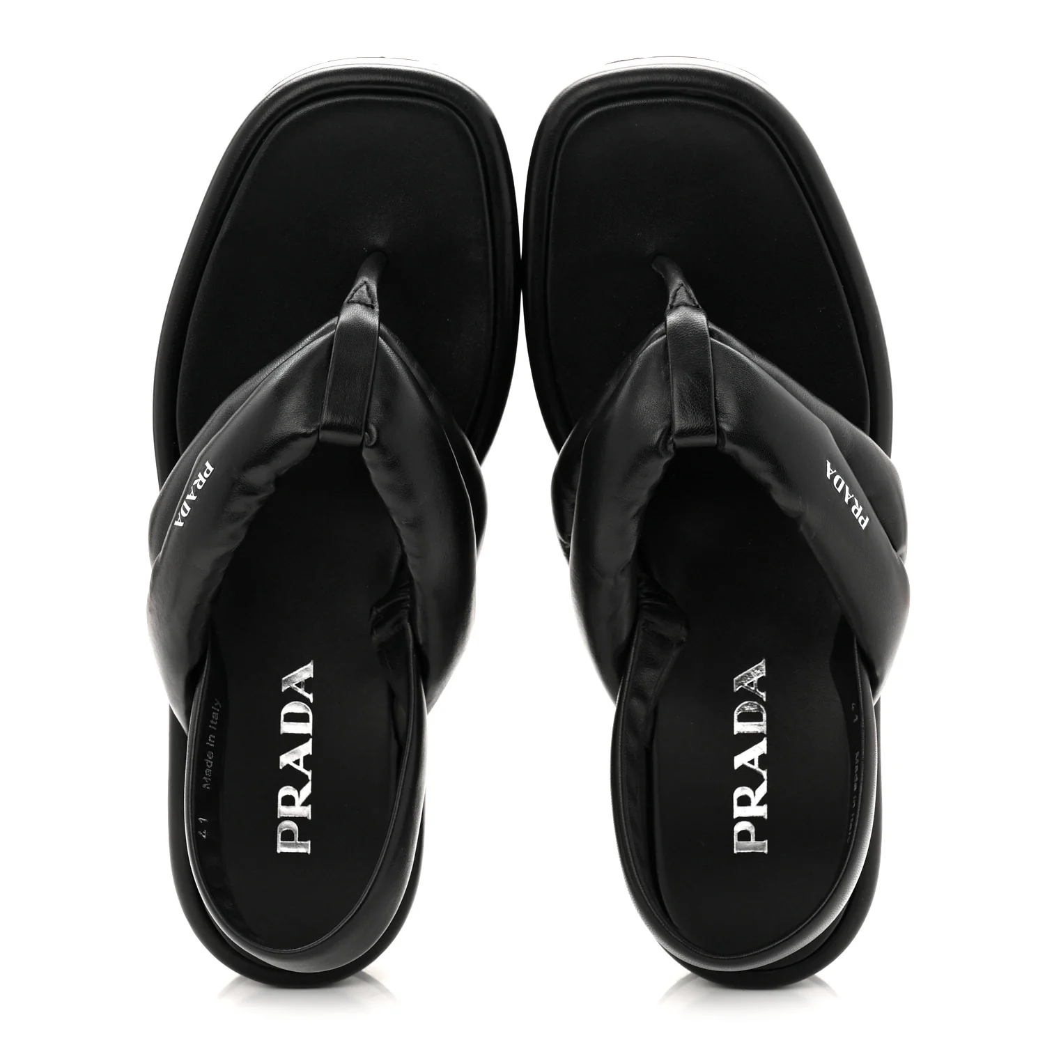 Nappa Soft Padded Platform Slingback Thong Sandals 41 Black - Image 2