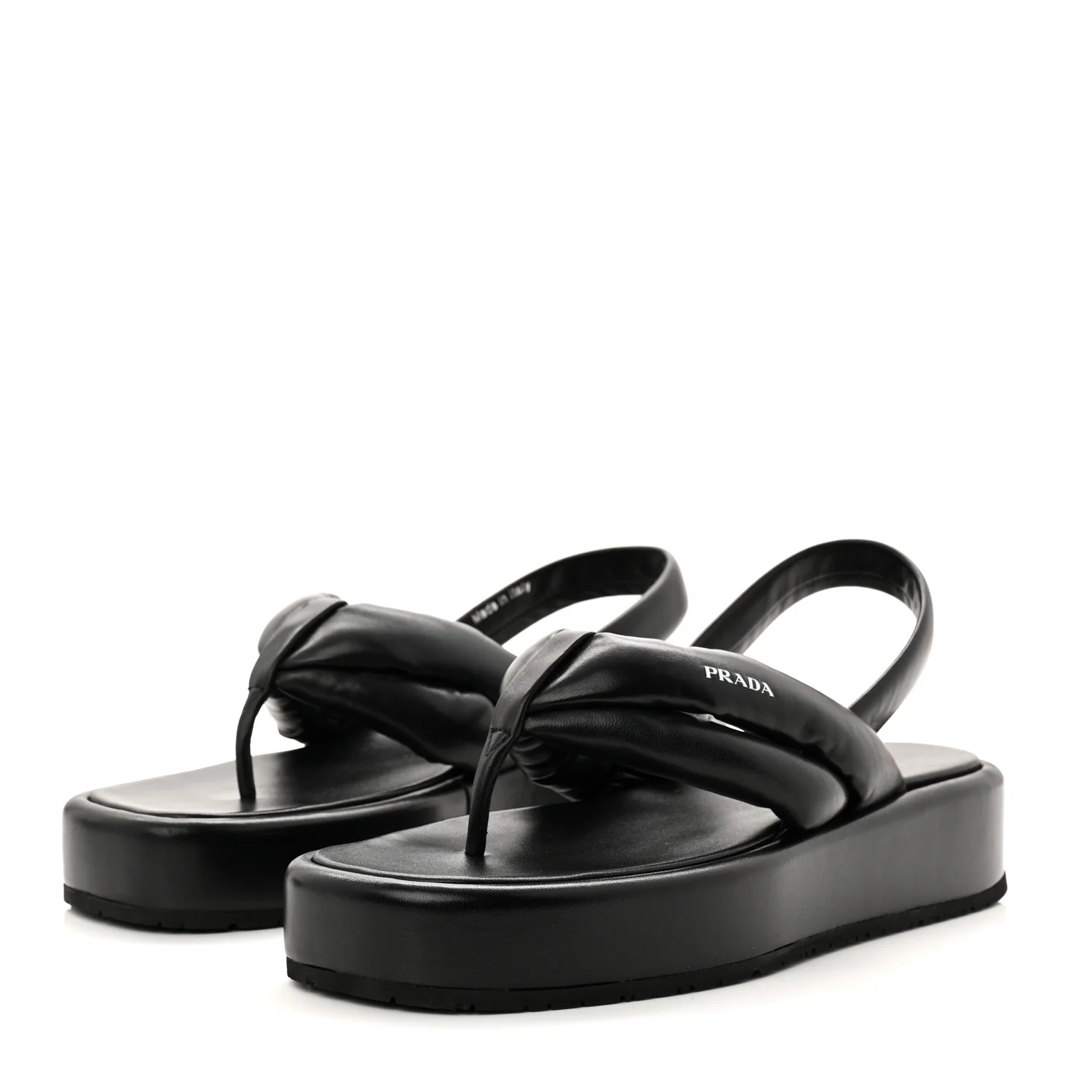 Nappa Soft Padded Platform Slingback Thong Sandals 41 Black - Image 4