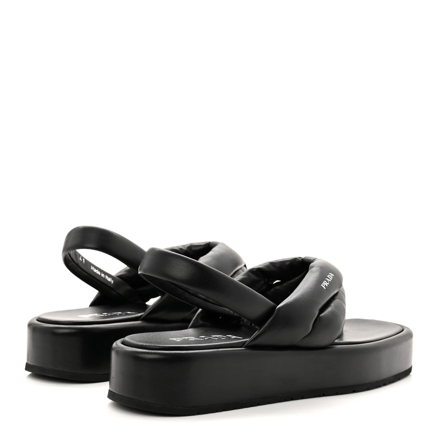 Nappa Soft Padded Platform Slingback Thong Sandals 41 Black - Image 5
