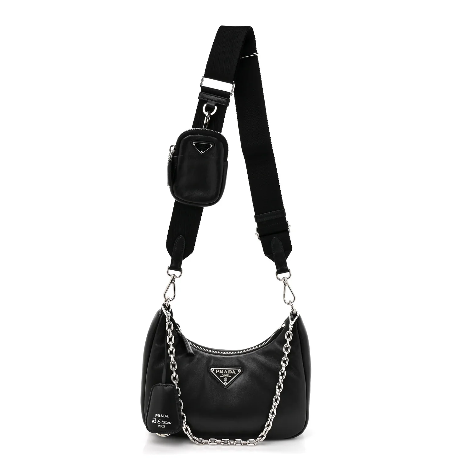 Nappa Soft Padded Re-Edition 2005 Shoulder Bag Black