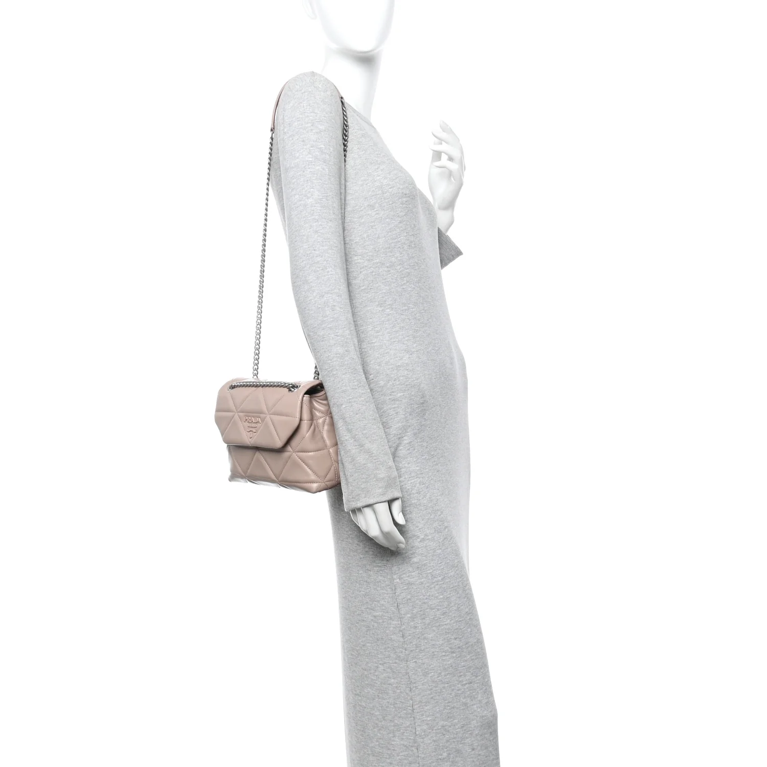 Nappa Triangle Stitched Small Spectrum Bag Cipria - Image 2