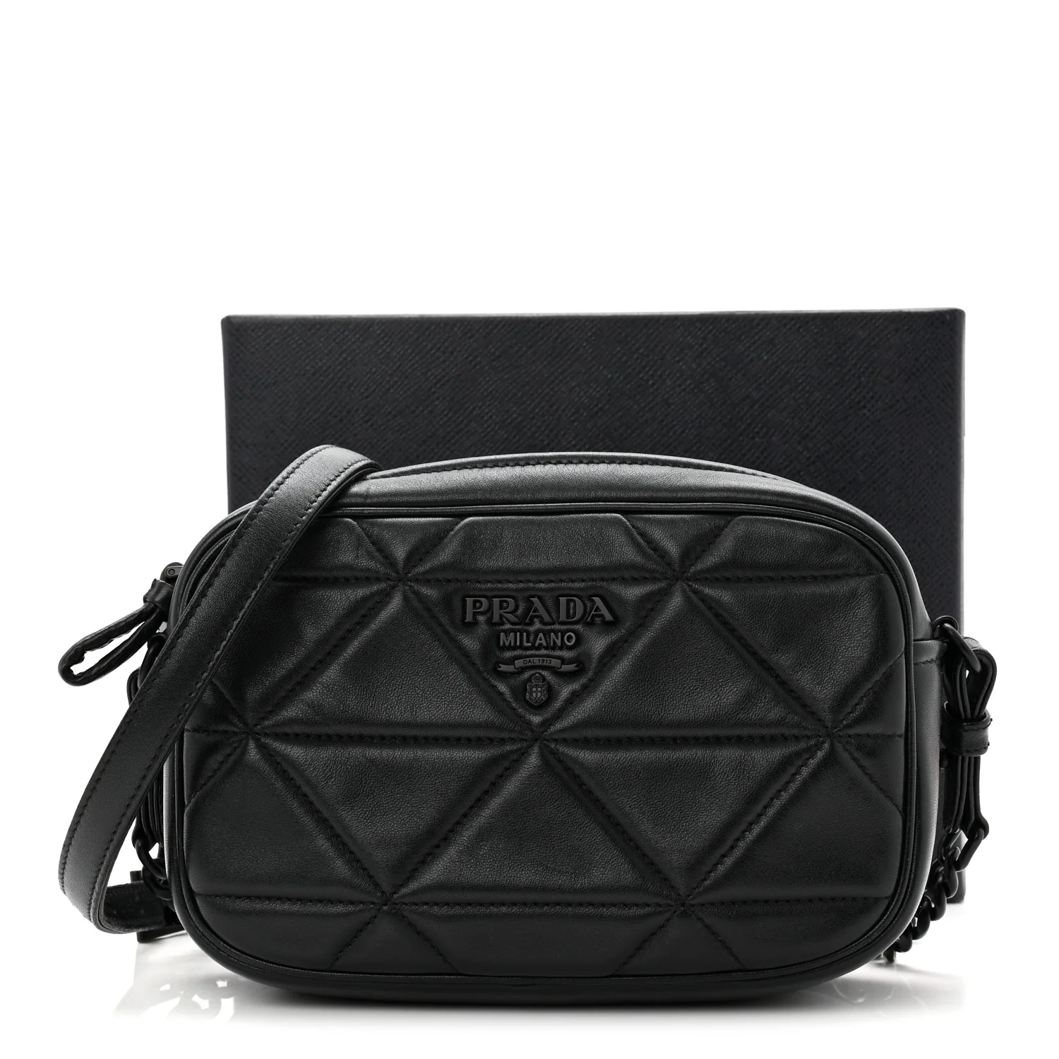 Nappa Triangle Stitched Spectrum Camera Bag Black - Image 10