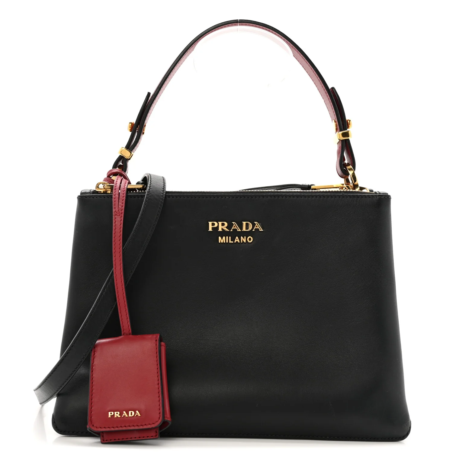 New Calfskin Small Deux Shoulder Bag Black