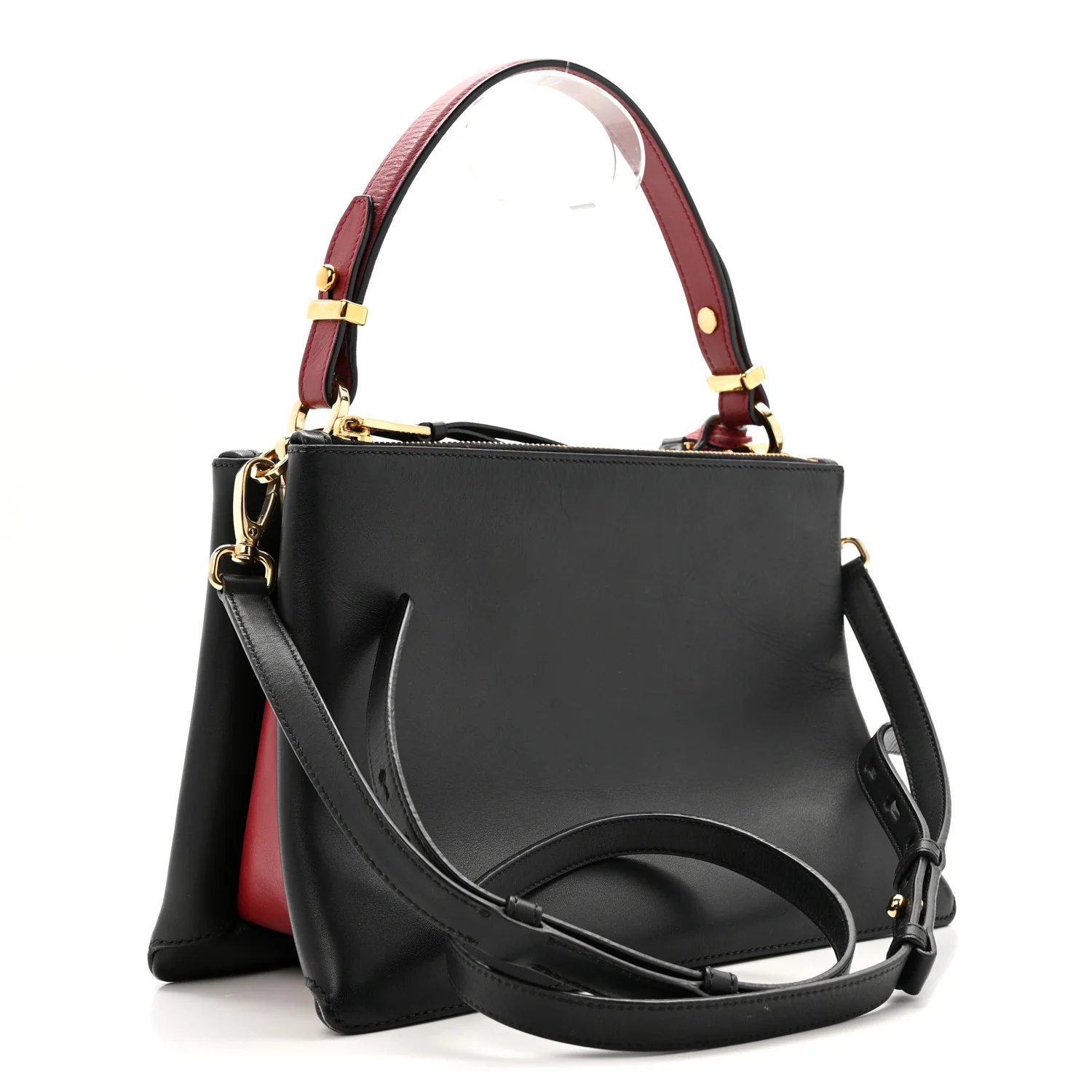 New Calfskin Small Deux Shoulder Bag Black - Image 3