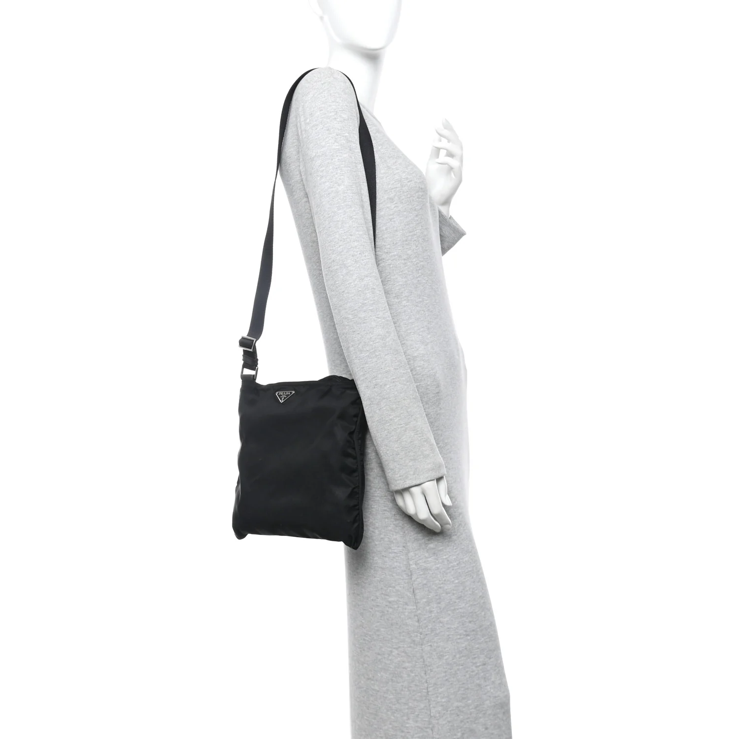 Nylon Flat Messenger Bag Black - Image 2