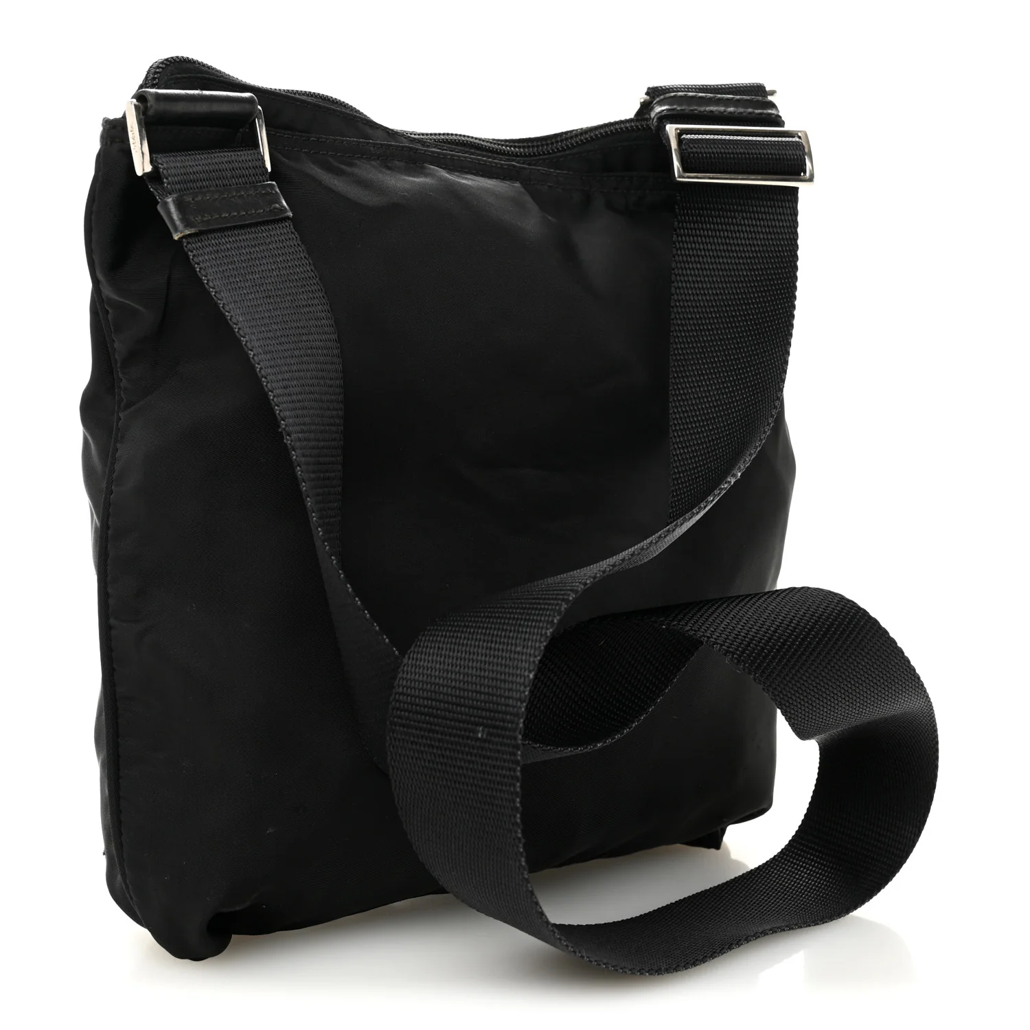Nylon Flat Messenger Bag Black - Image 3
