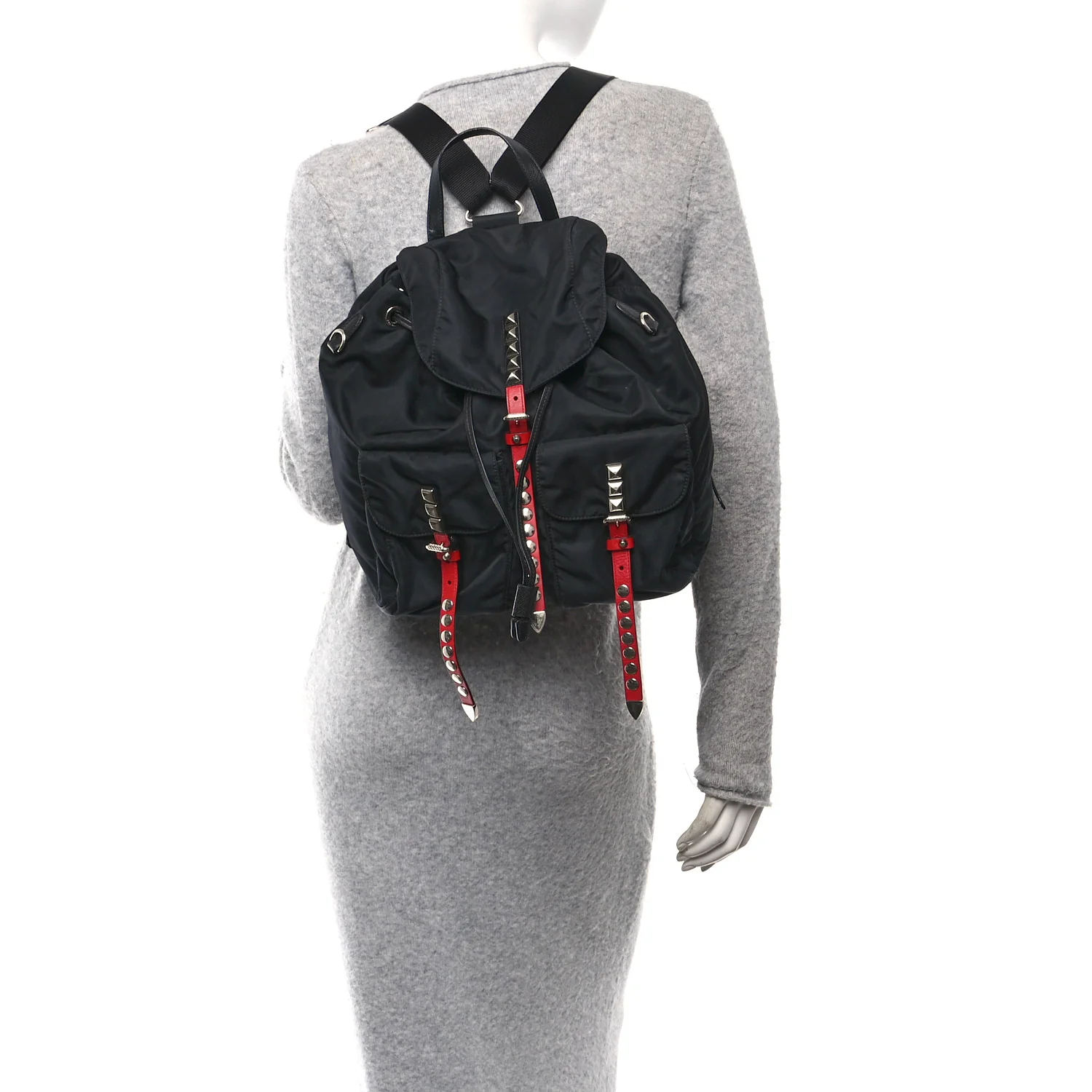 Nylon New Vela Studded Backpack Black Fuoco - Image 2