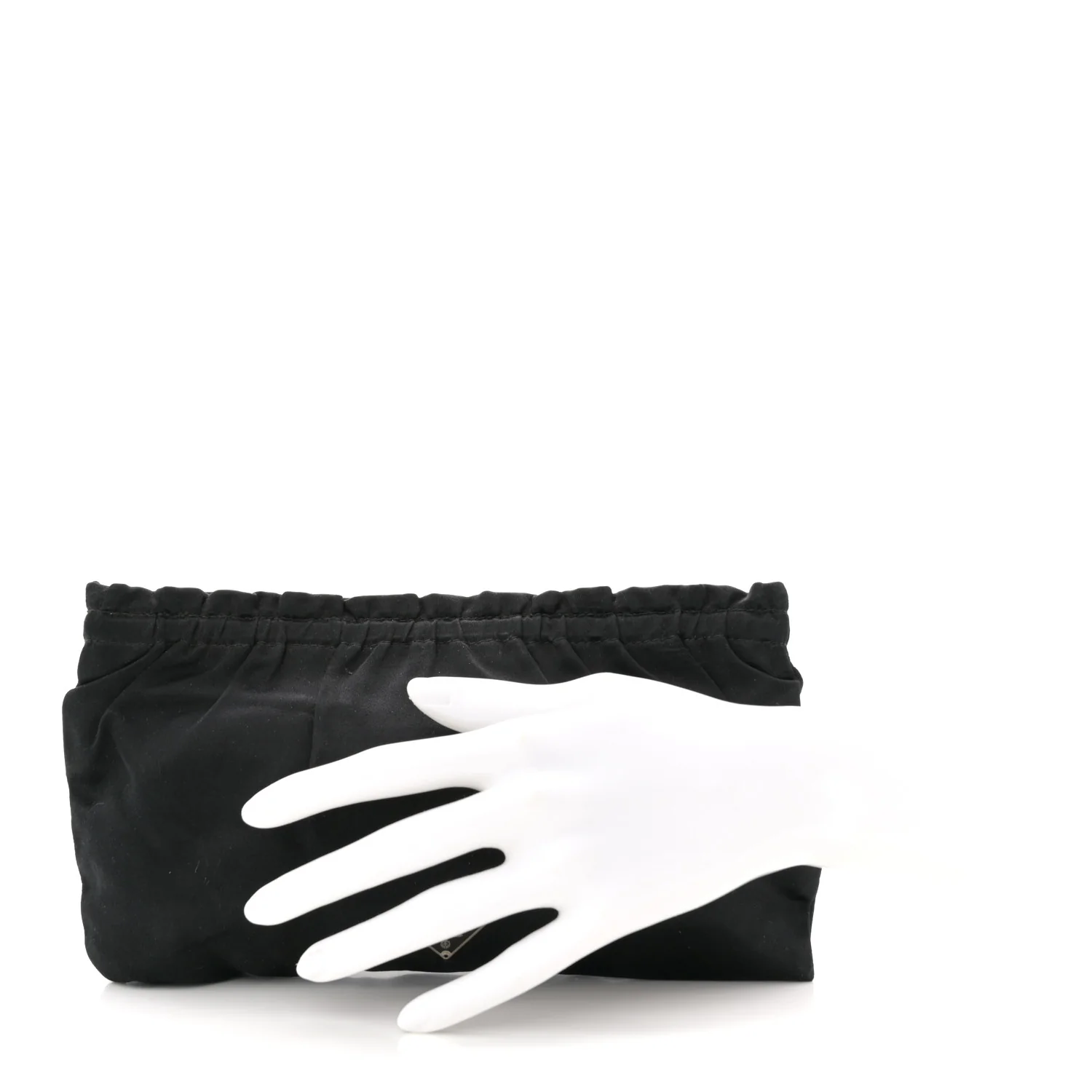 Nylon Ruffle Velcro Cosmetic Pouch Black - Image 2
