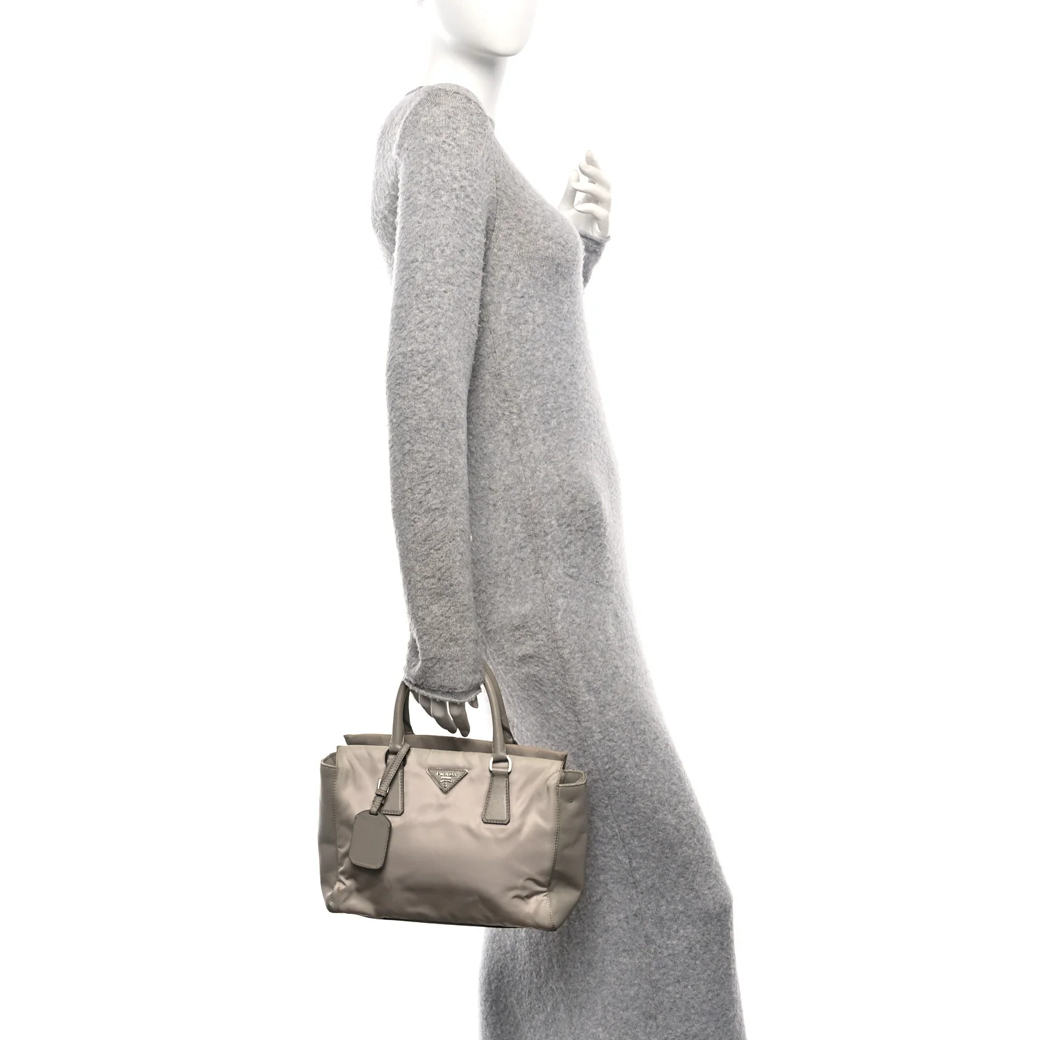 Nylon Saffiano Bi-Color Tote Grey - Image 2
