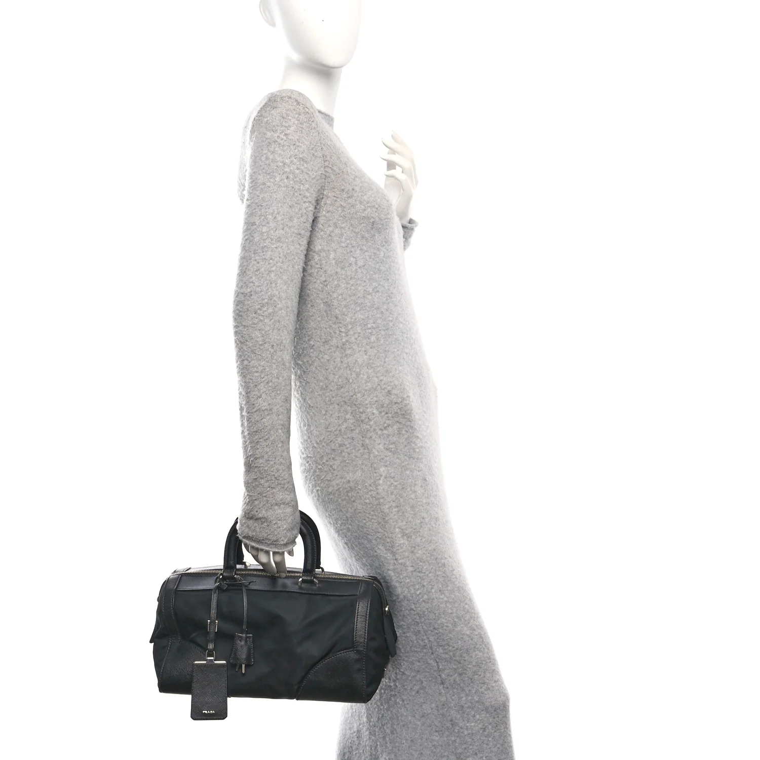 Nylon Saffiano Top Handle Bag Black - Image 2