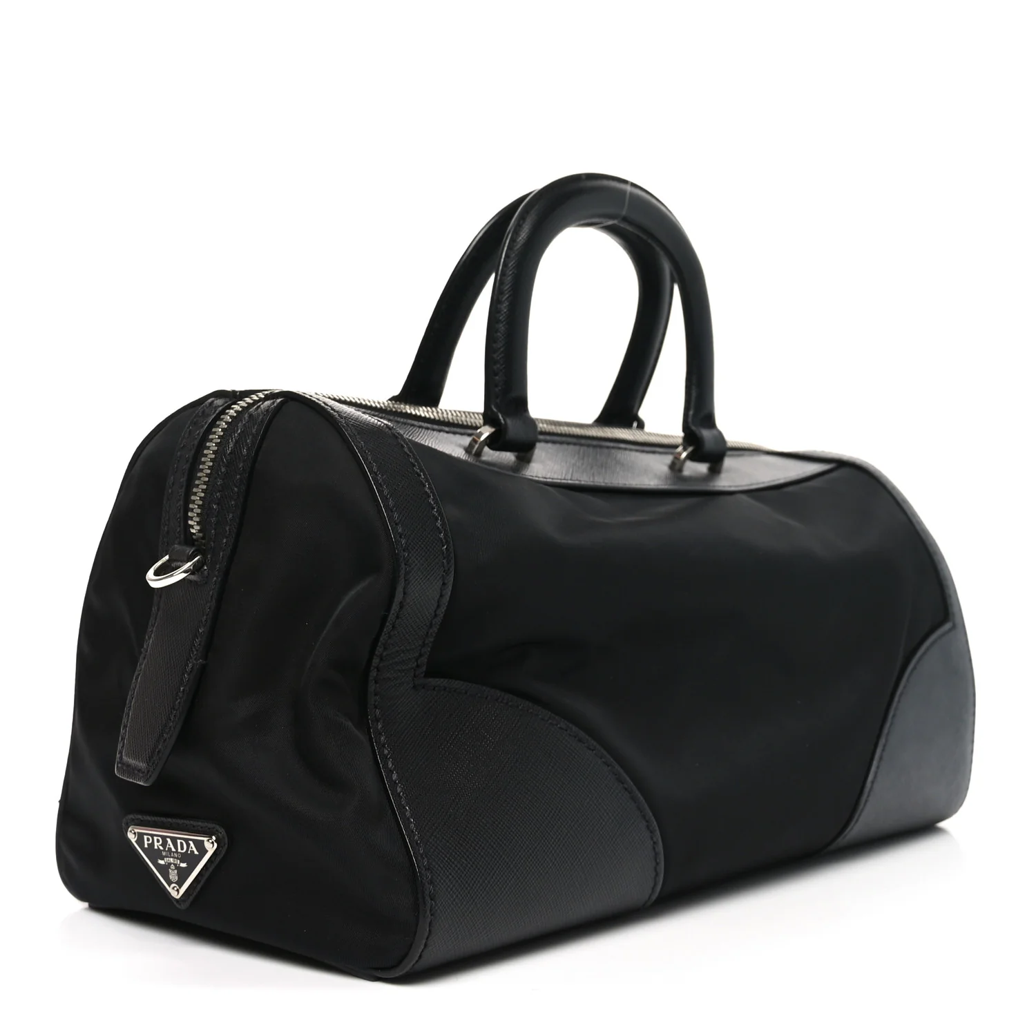 Nylon Saffiano Top Handle Bag Black - Image 3