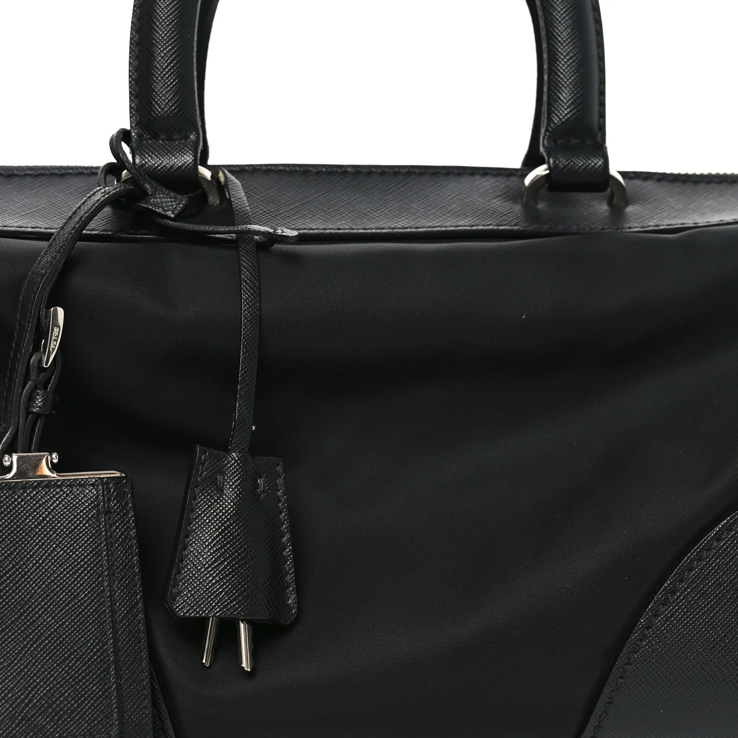 Nylon Saffiano Top Handle Bag Black - Image 7