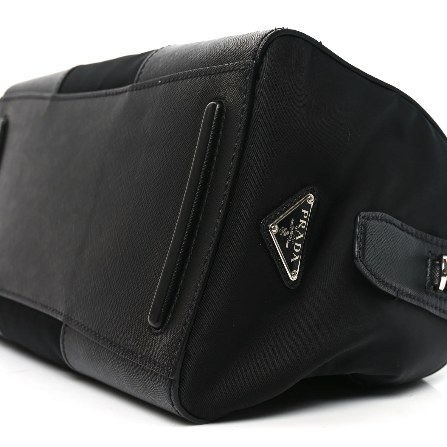 Nylon Saffiano Top Handle Bag Black - Image 9