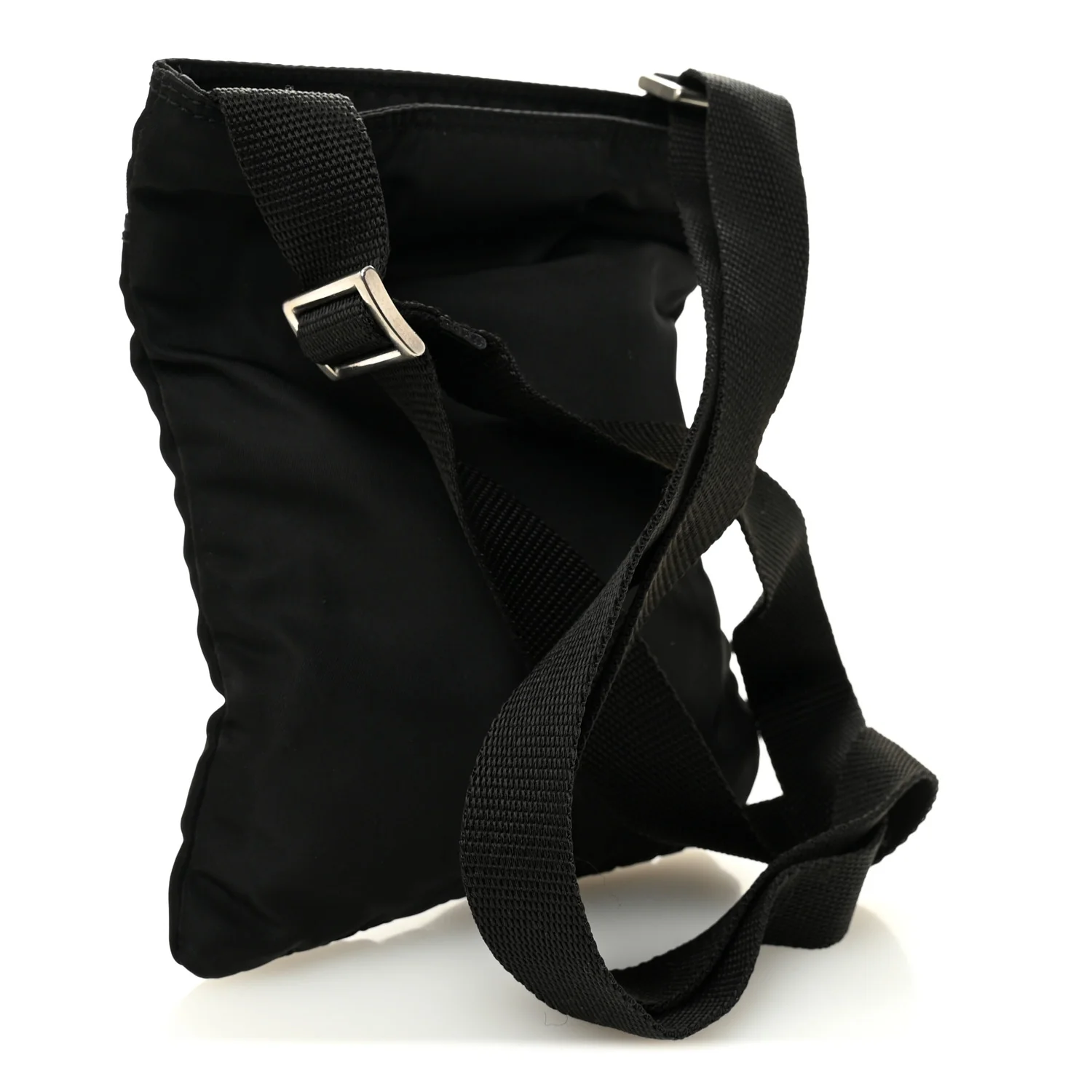 Nylon Small Flat Messenger Bag Black - Image 3