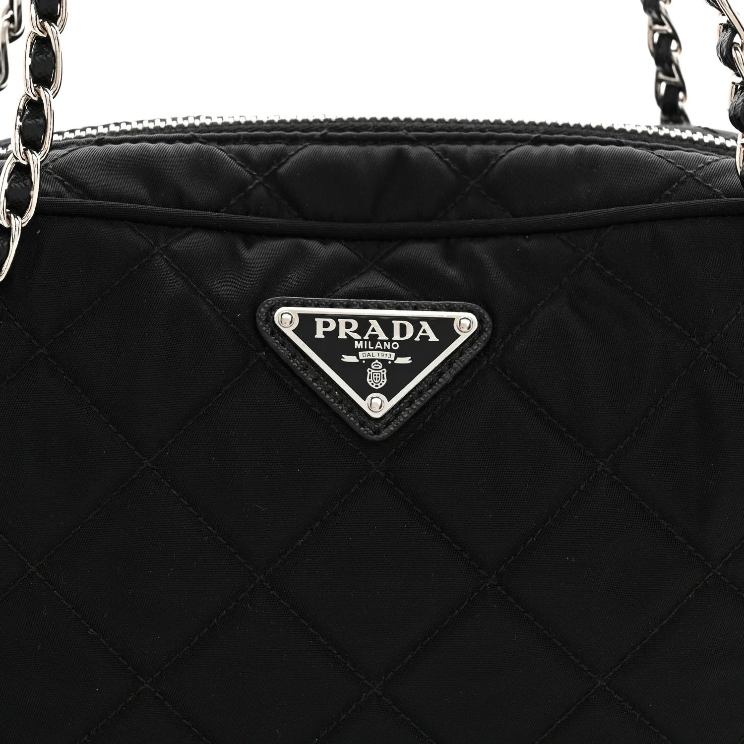 Nylon Tessuto Impuntu Quilted Bandoliera Crossbody Bag Black - Image 8