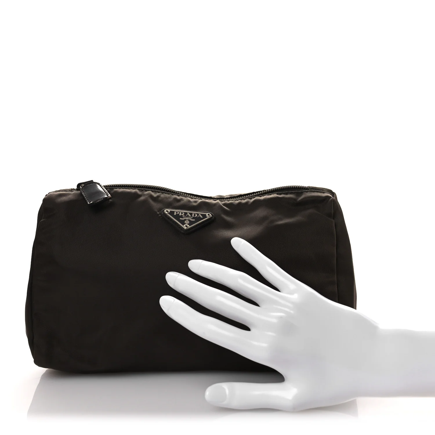 Nylon Vela Cosmetic Pouch Brown - Image 2