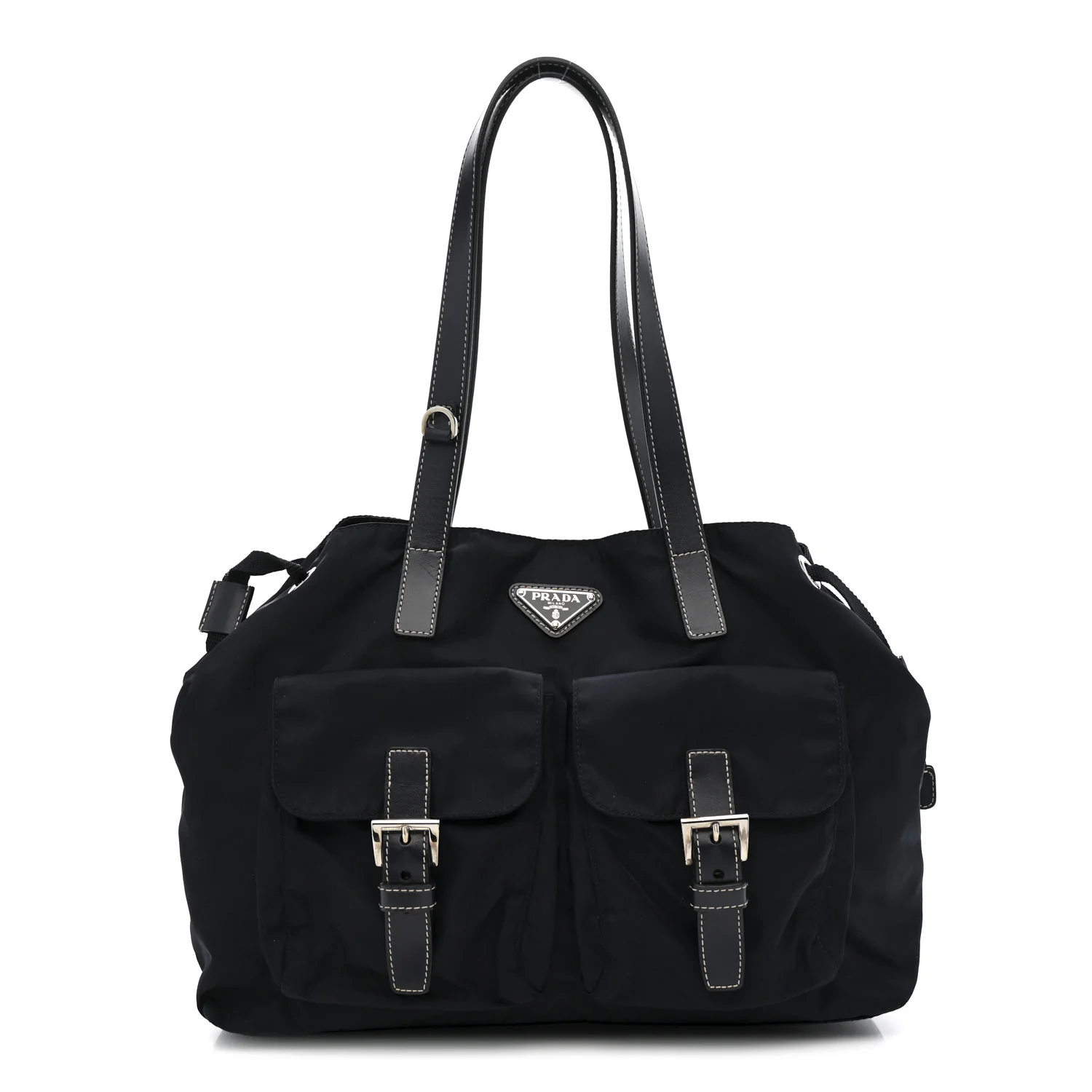Nylon Vela Drawstring Shopping Tote Navy