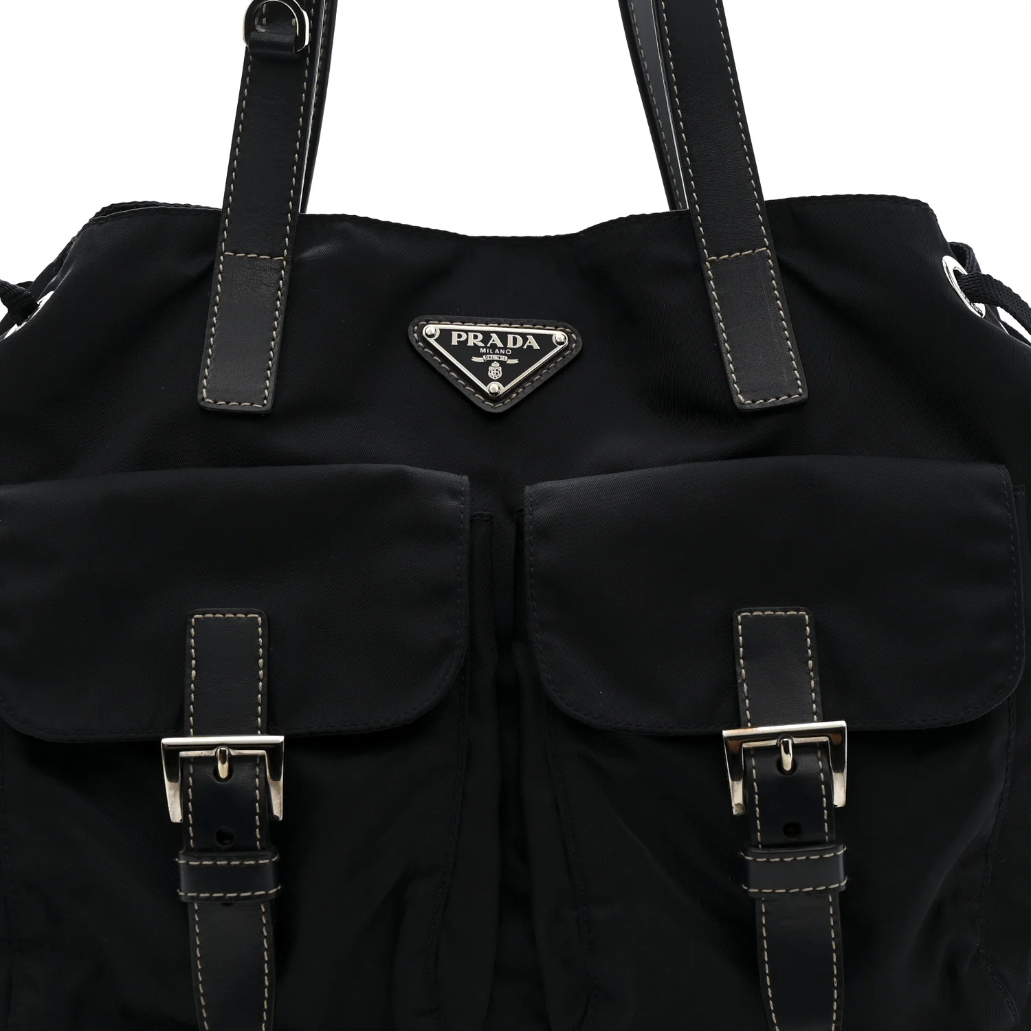 Nylon Vela Drawstring Shopping Tote Navy - Image 8