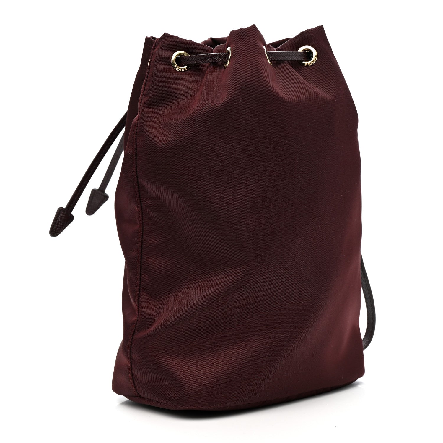 Nylon Vela Drawstring Wristlet Pouch Bordeaux - Image 3