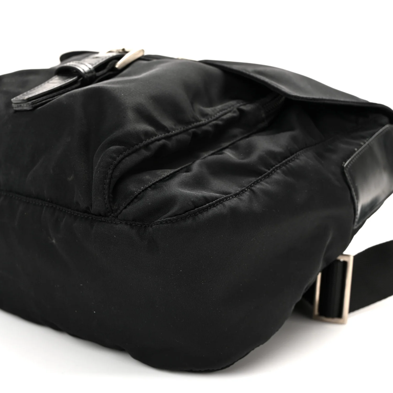 Nylon Vela Saffiano Single Buckle Messenger Shoulder Bag Black - Image 10