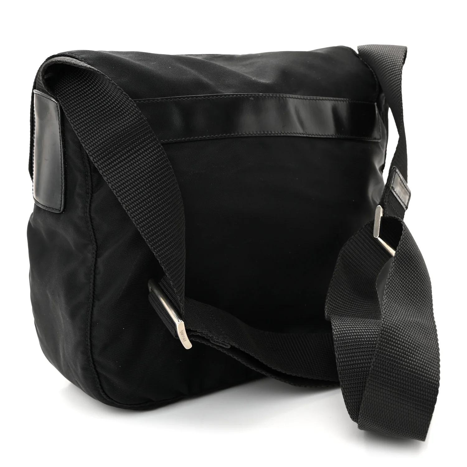 Nylon Vela Saffiano Single Buckle Messenger Shoulder Bag Black - Image 3