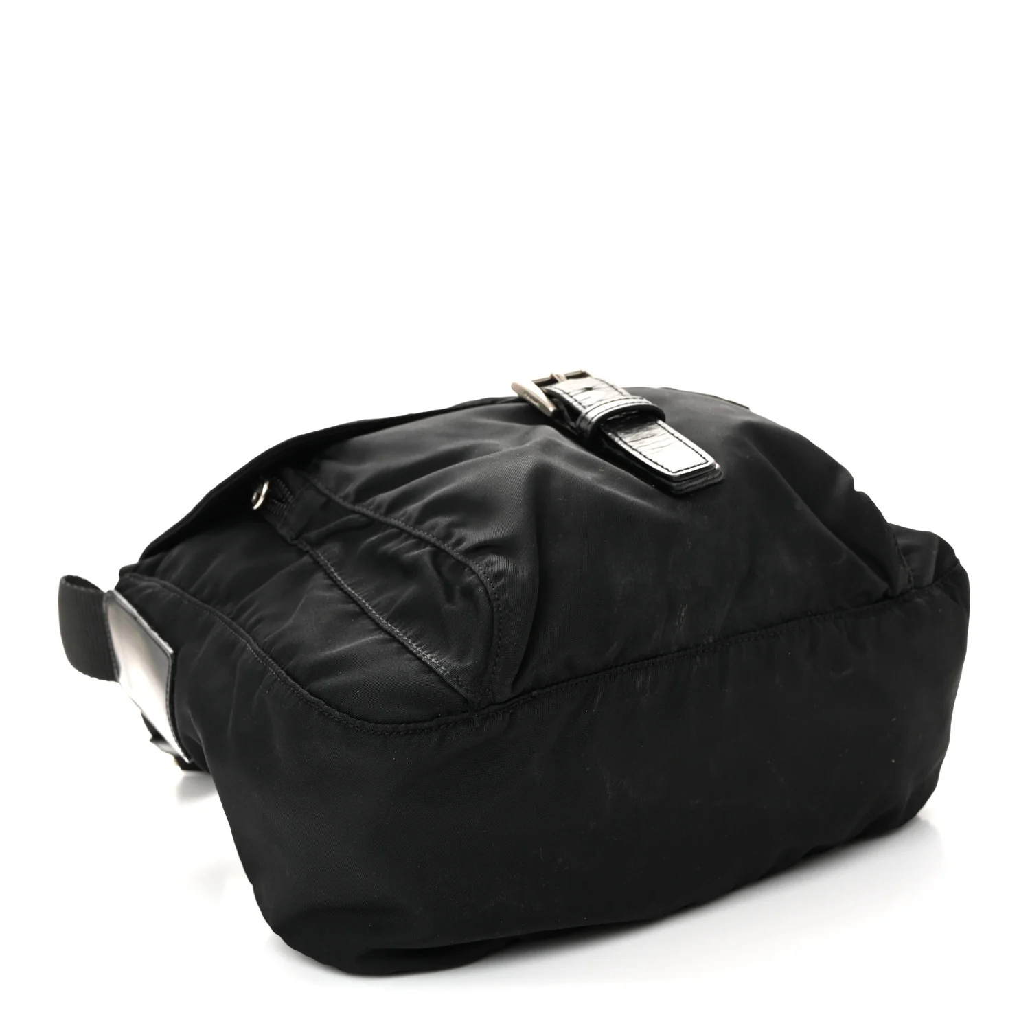Nylon Vela Saffiano Single Buckle Messenger Shoulder Bag Black - Image 4