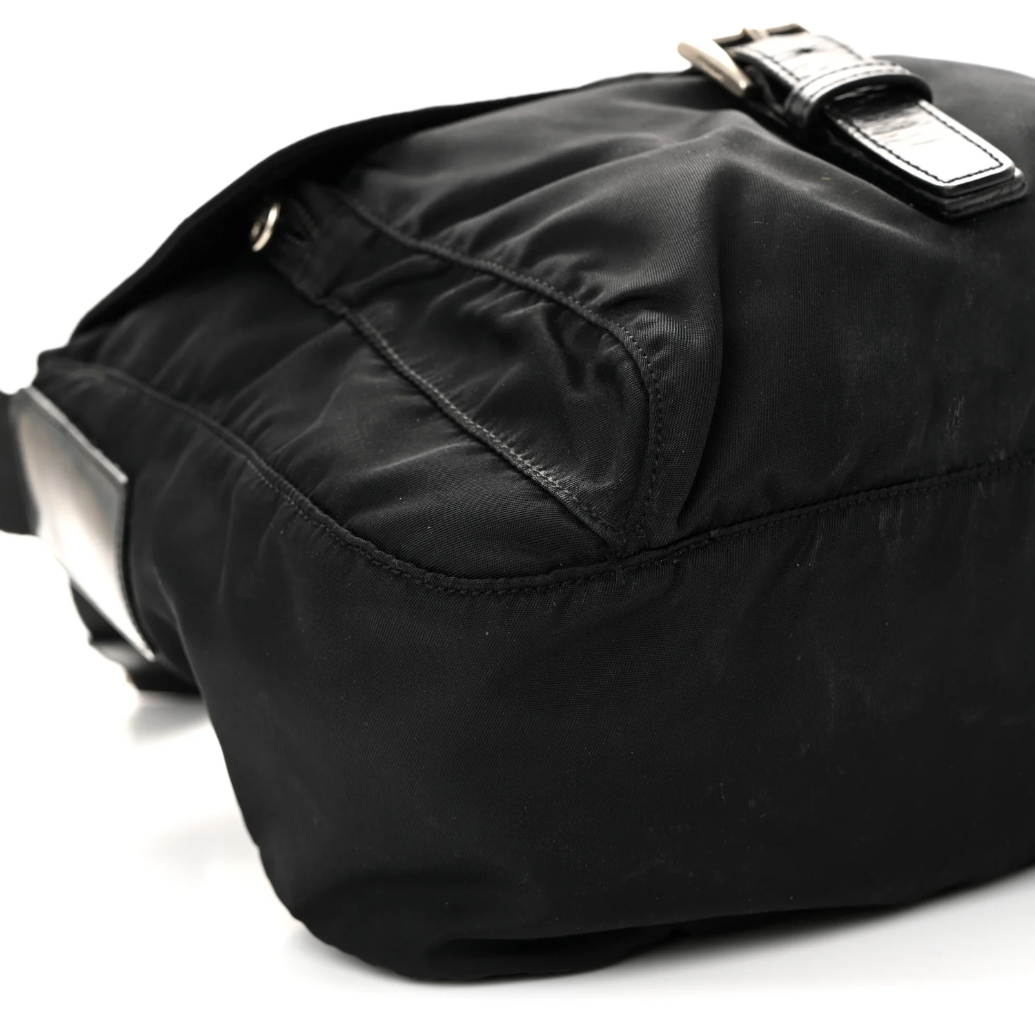 Nylon Vela Saffiano Single Buckle Messenger Shoulder Bag Black - Image 9