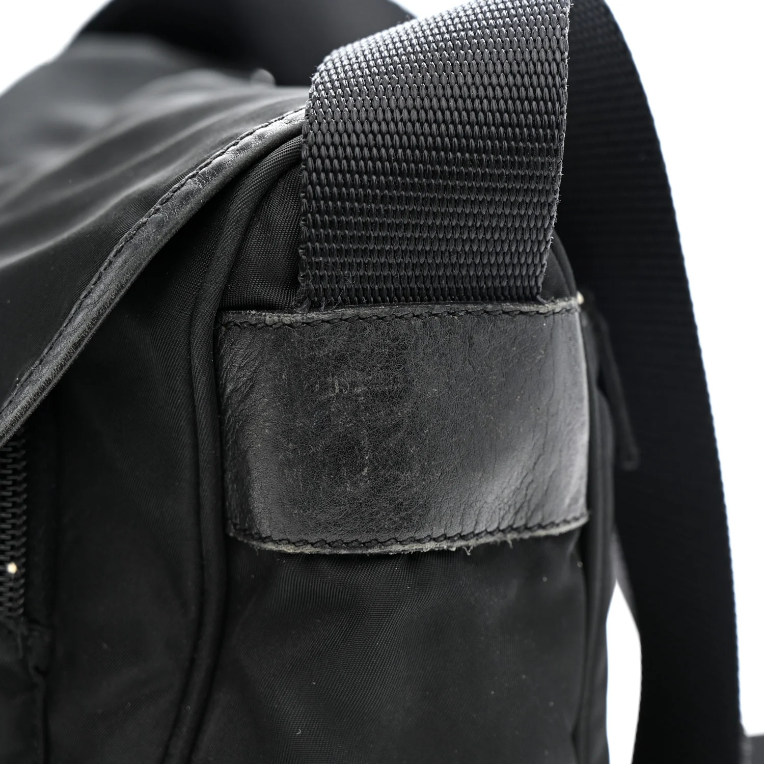 Nylon Vela Saffiano Single Buckle Messenger Shoulder Bag Black - Image 17