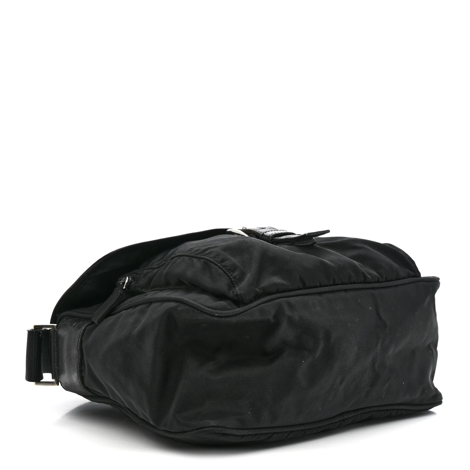 Nylon Vela Saffiano Single Buckle Messenger Shoulder Bag Black - Image 4