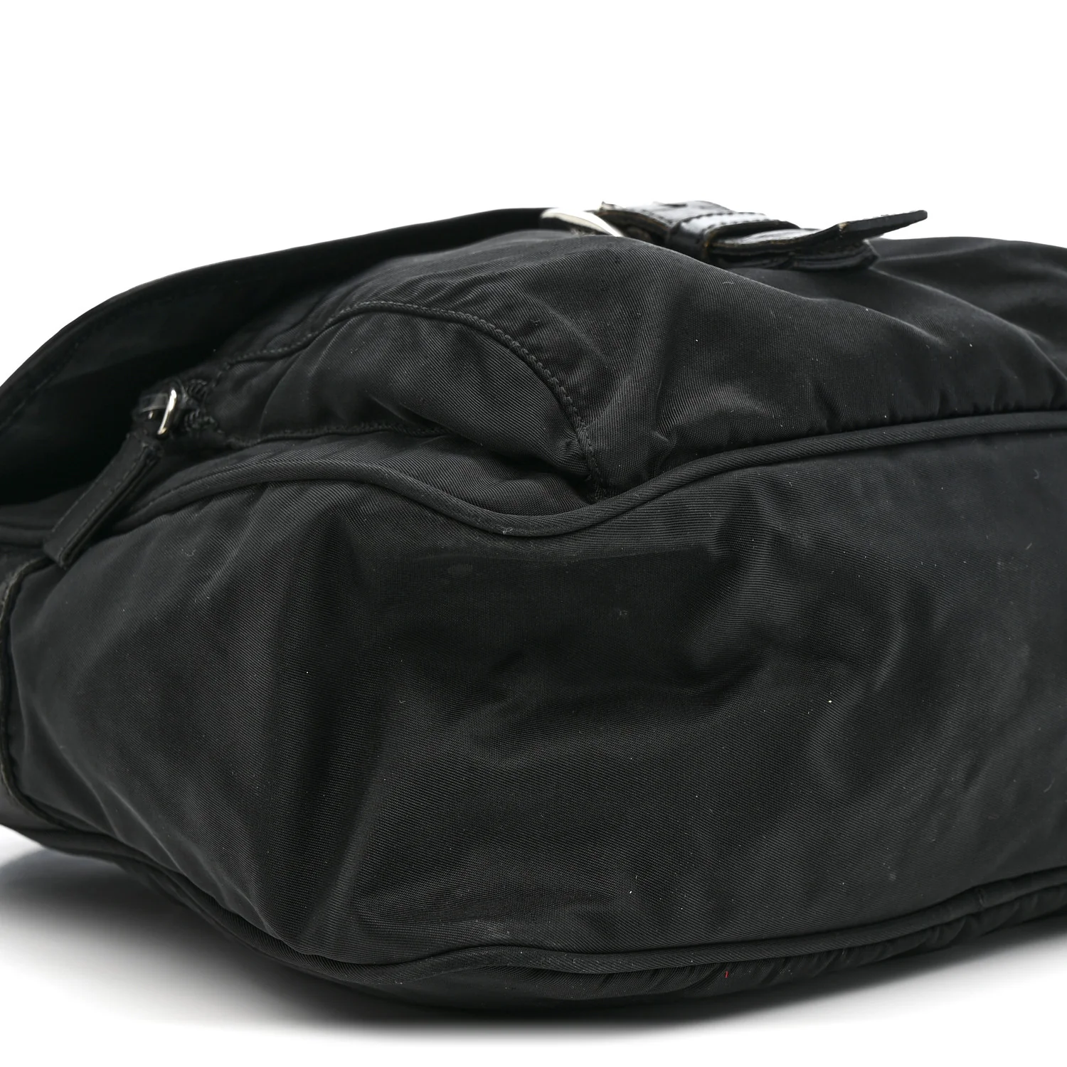 Nylon Vela Saffiano Single Buckle Messenger Shoulder Bag Black - Image 8