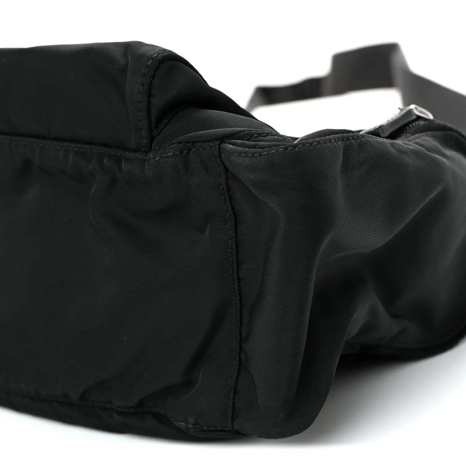 Nylon Vela Saffiano Single Buckle Messenger Shoulder Bag Black - Image 10