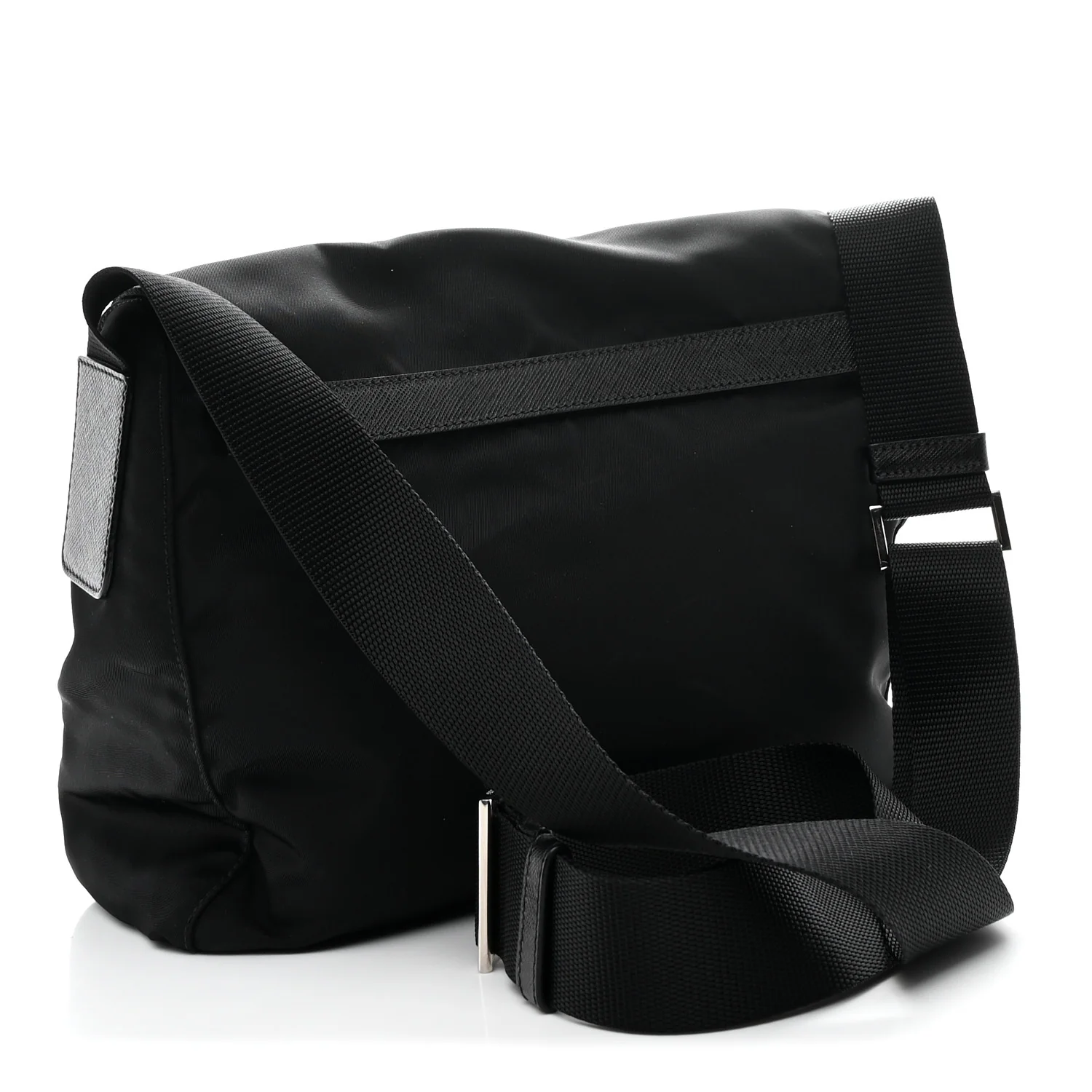 Nylon Vela Saffiano Single Buckle Messenger Shoulder Bag Black - Image 3