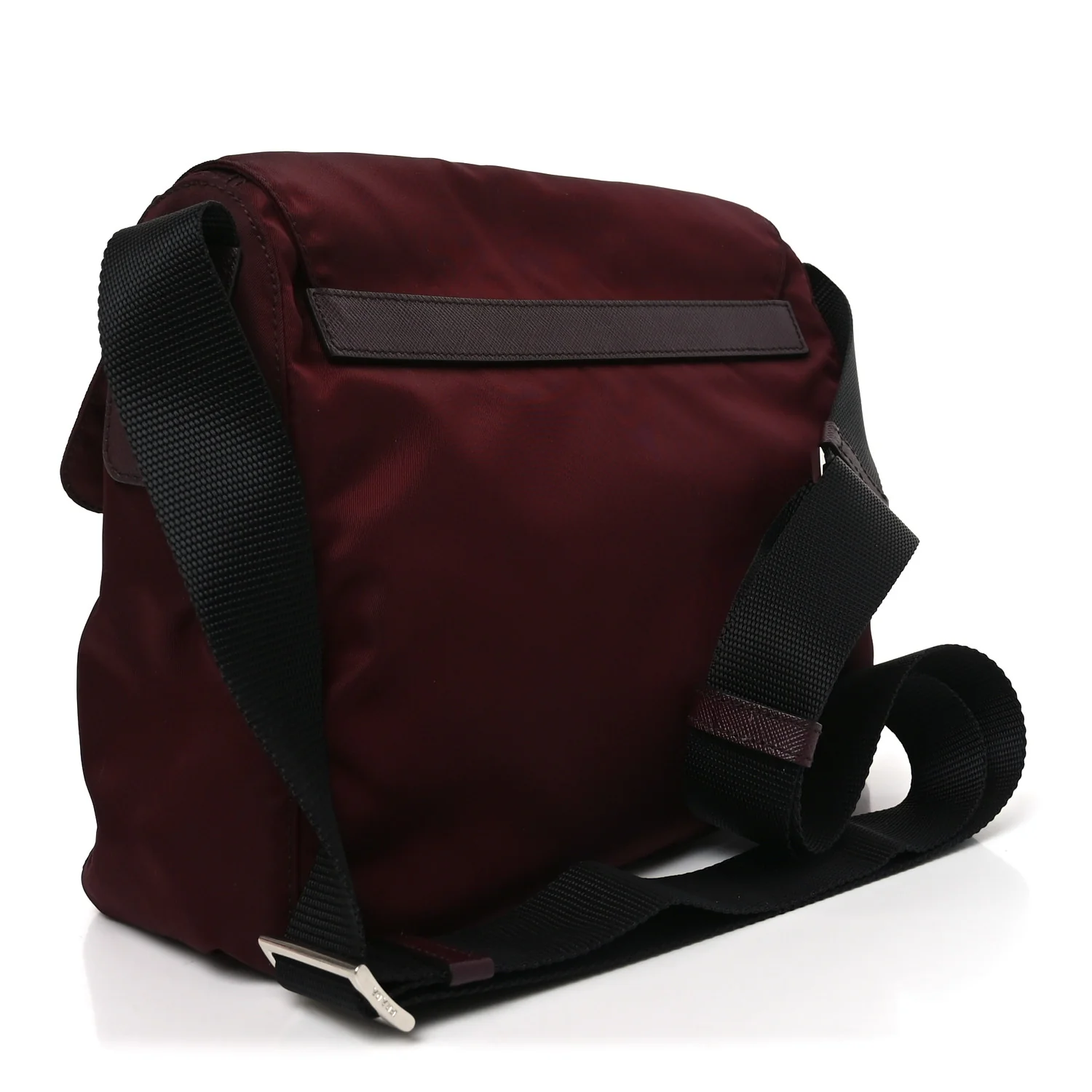 Nylon Vela Saffiano Single Buckle Messenger Shoulder Bag Bordeaux - Image 3