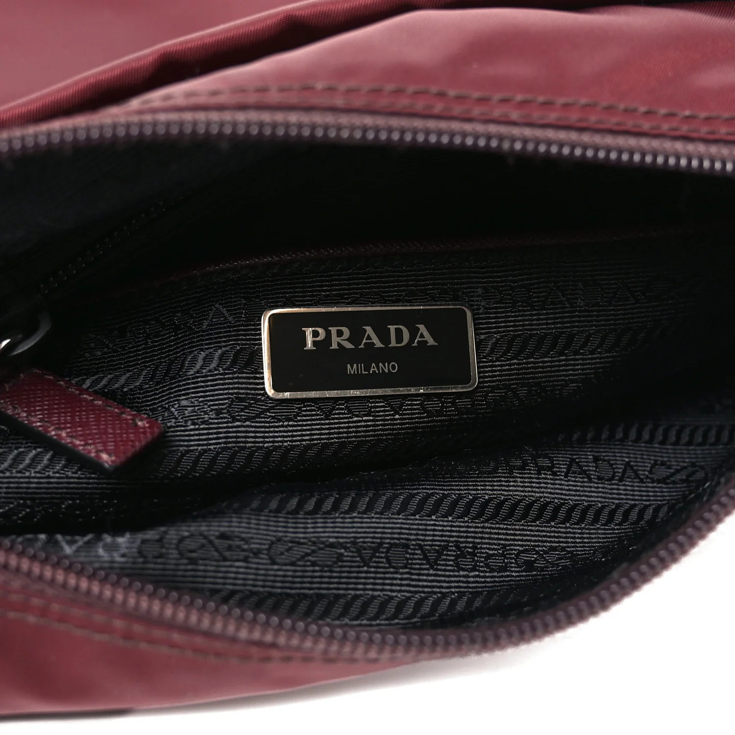 Nylon Vela Saffiano Single Buckle Messenger Shoulder Bag Bordeaux - Image 6